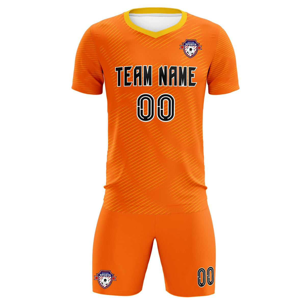 Custom Orange Gold Training Uniform For Men Football Sets Jersey