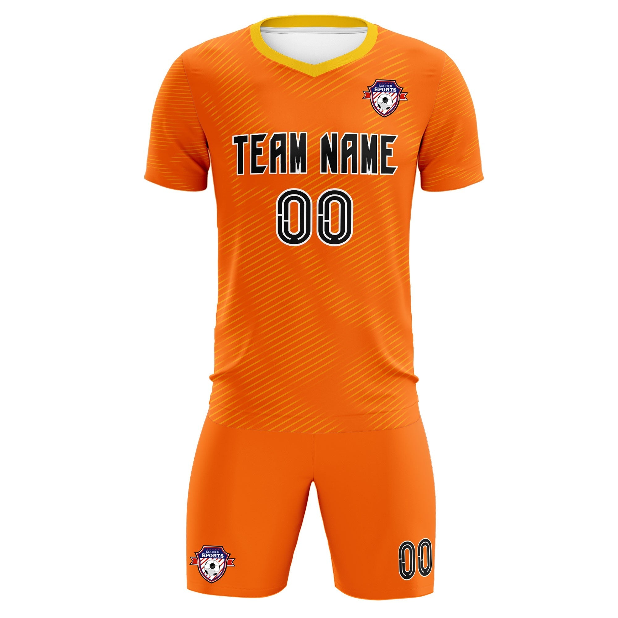 Custom Orange Gold Training Uniform For Men Football Sets Jersey