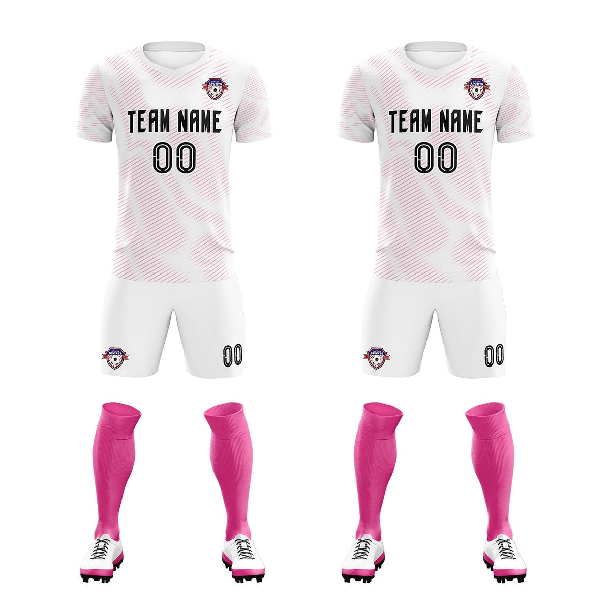 Custom White Pink Training Uniform For Men Football Sets Jersey