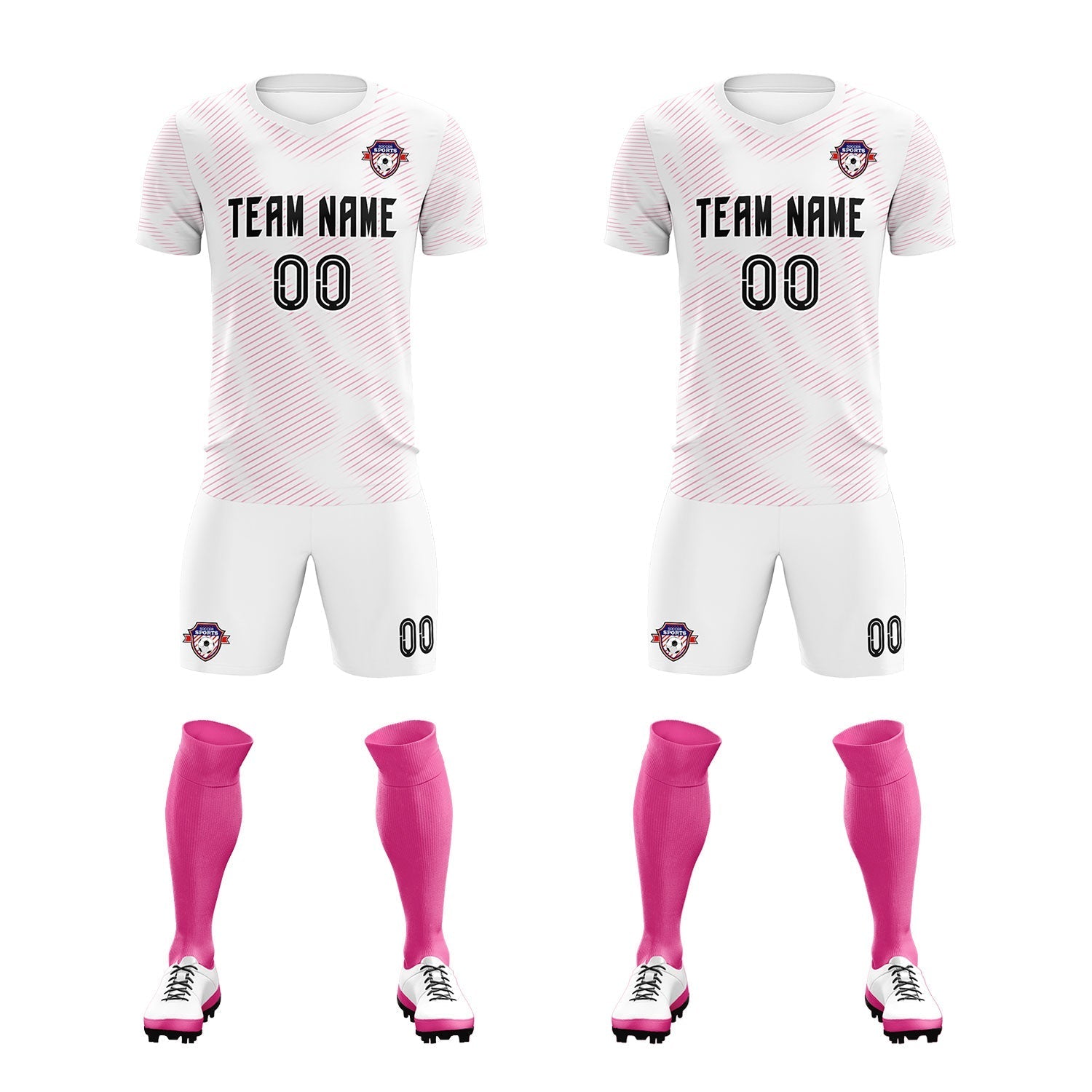 Custom White Pink Training Uniform For Men Football Sets Jersey