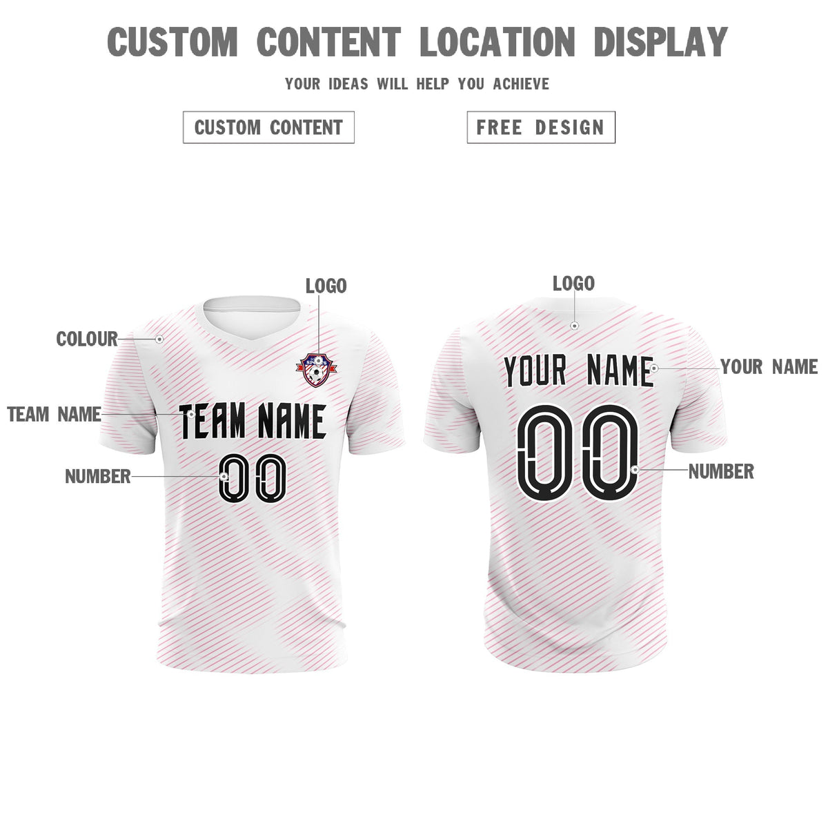 Custom White Pink Training Uniform For Men Football Sets Jersey