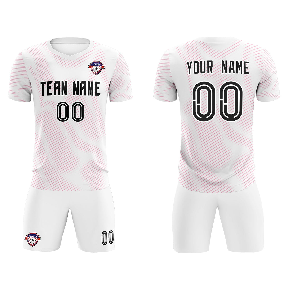 Custom White Pink Training Uniform For Men Football Sets Jersey