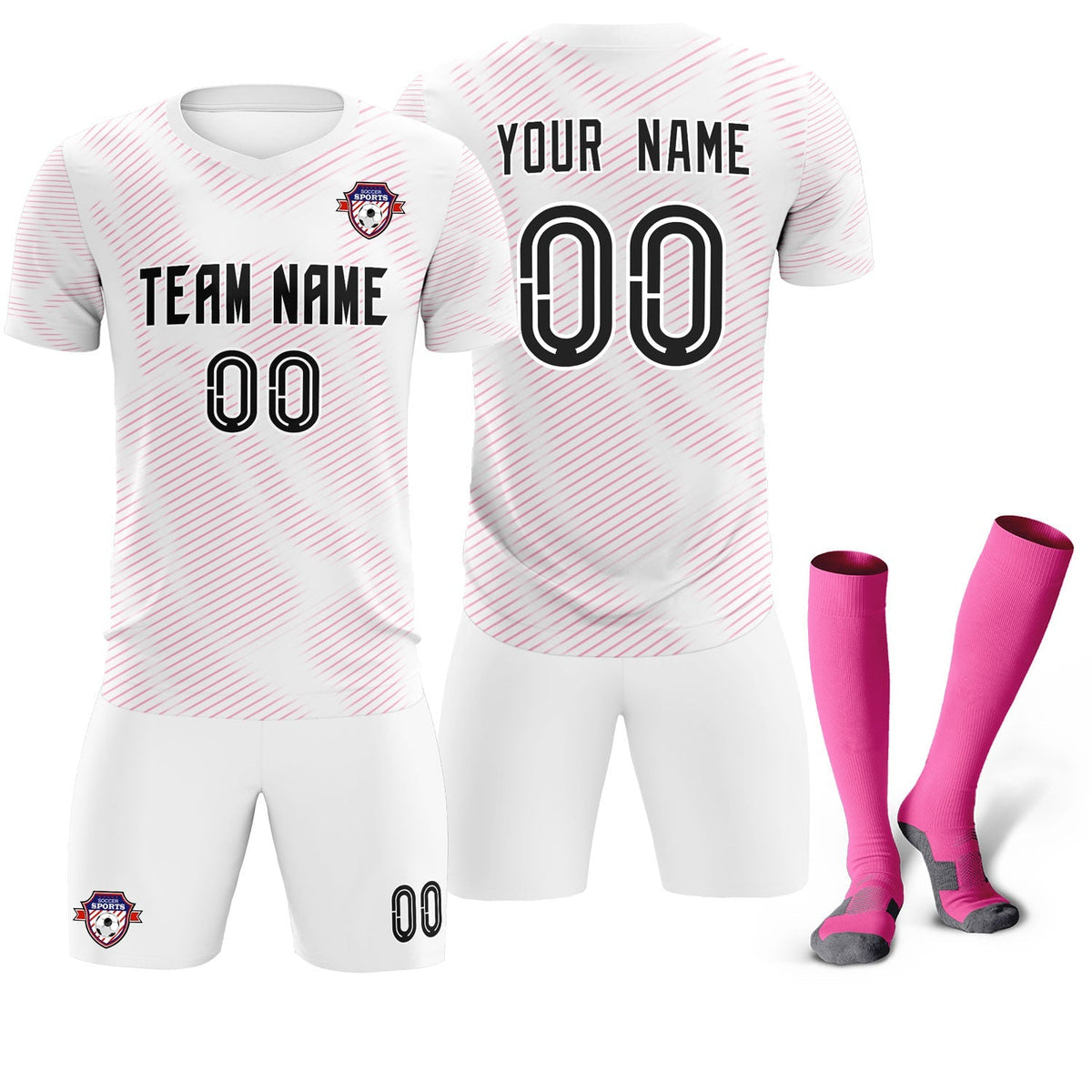 Custom White Pink Training Uniform For Men Football Sets Jersey