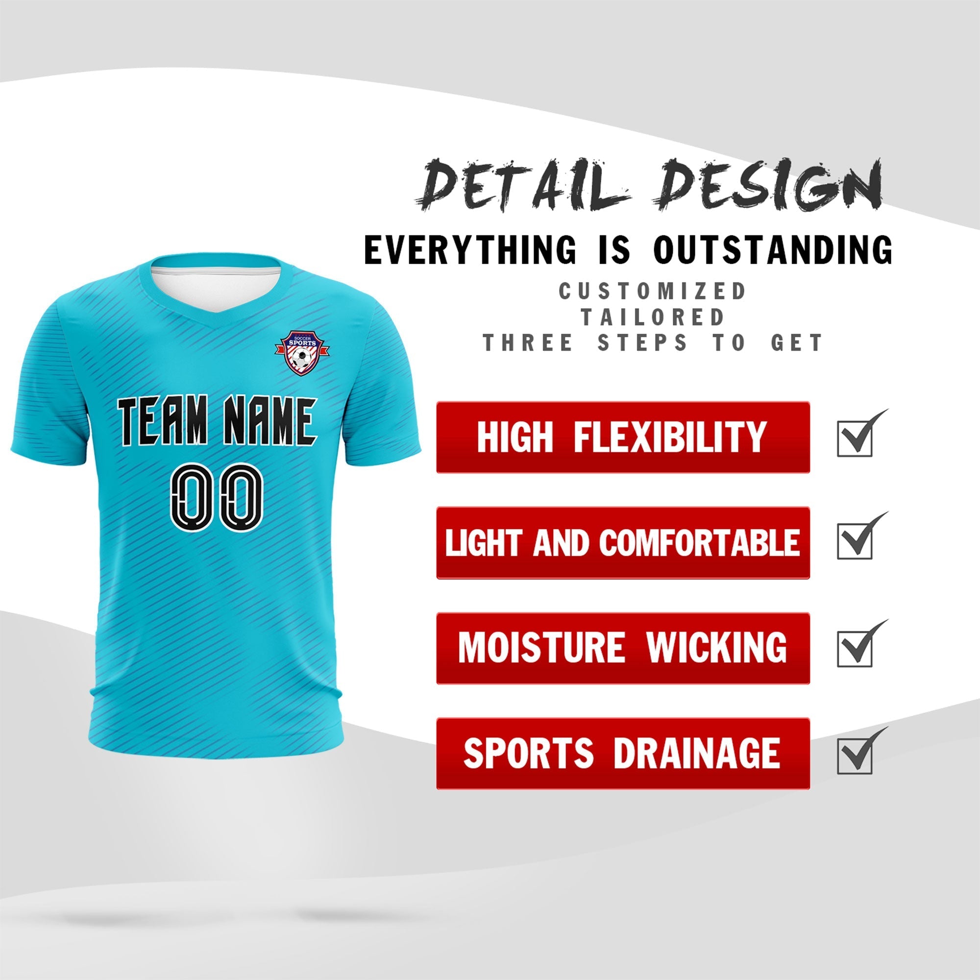Custom Sky Blue Royal Training Uniform For Men Football Sets Jersey