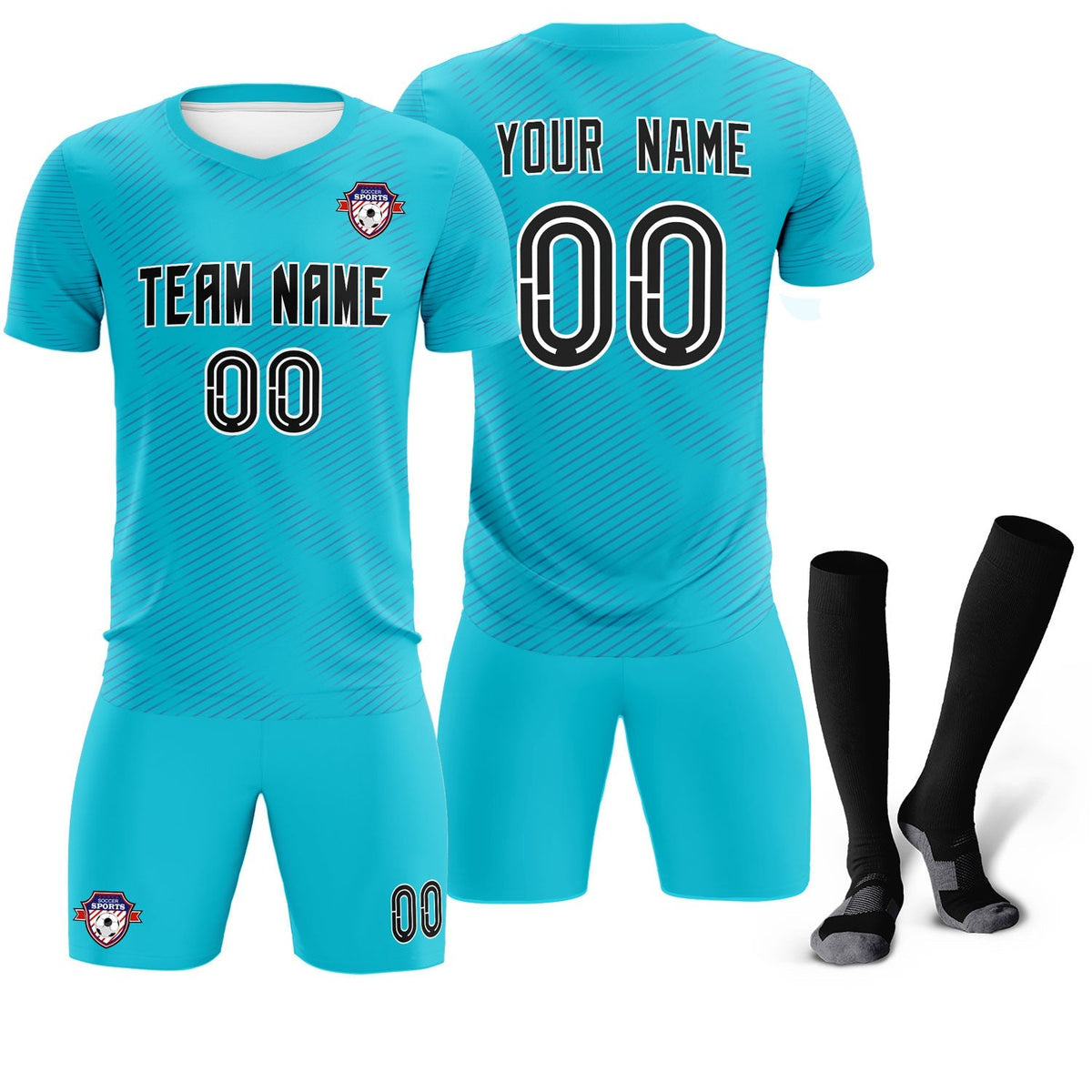 Custom Sky Blue Royal Training Uniform For Men Football Sets Jersey