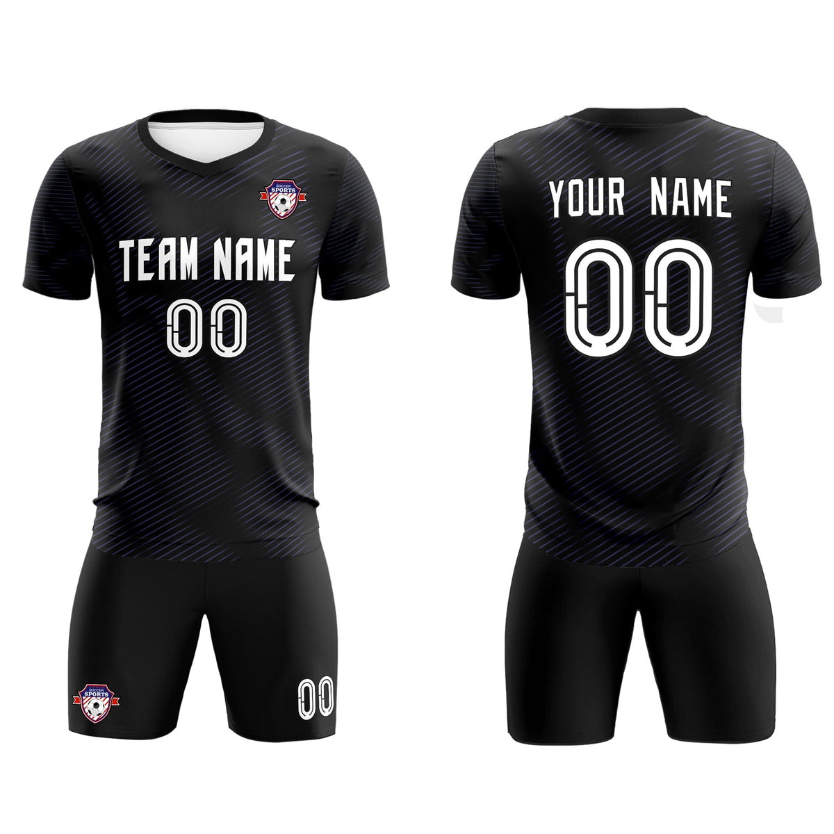 Custom Black Purple Training Uniform For Men Football Sets Jersey