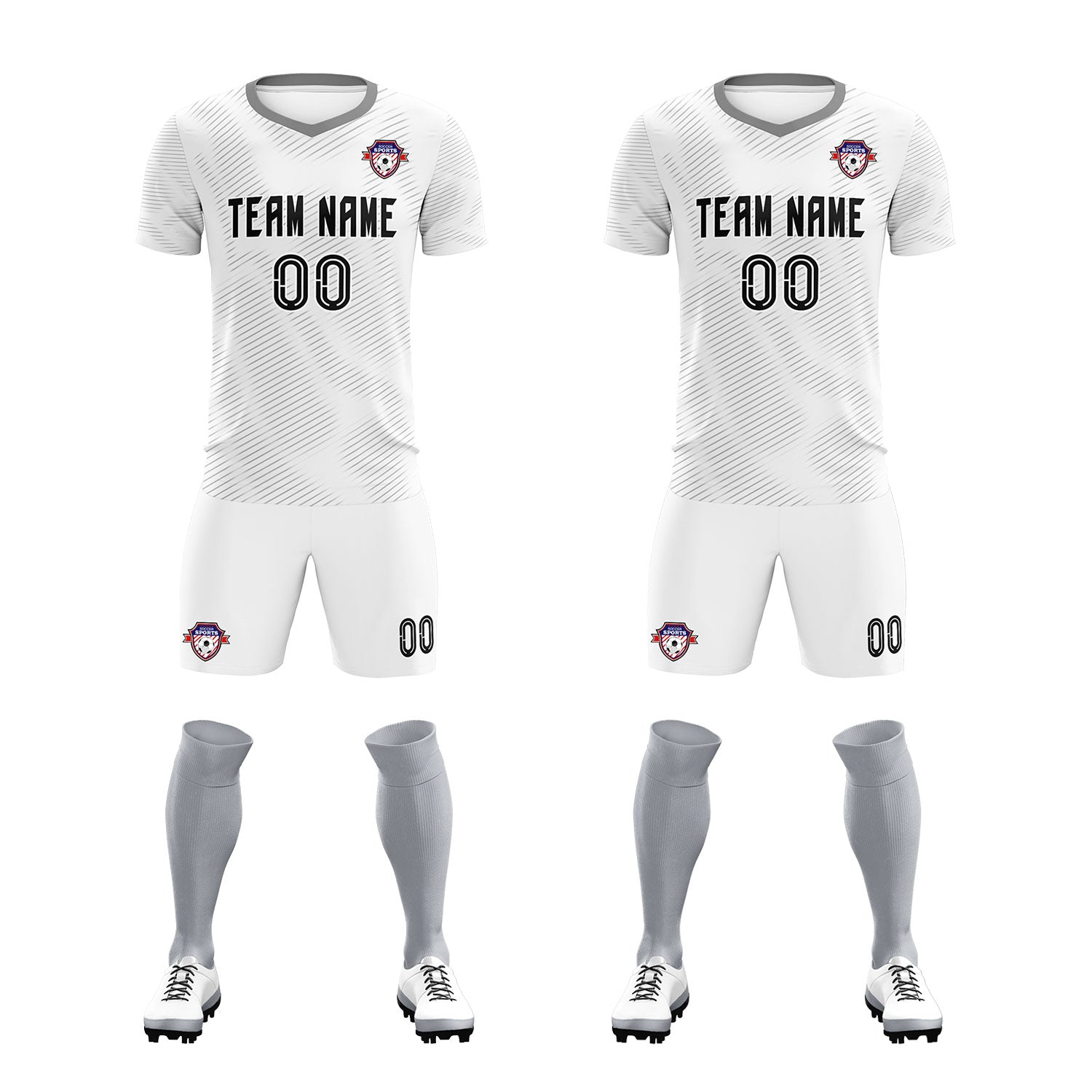 Custom White Gray Training Uniform For Men Football Sets Jersey