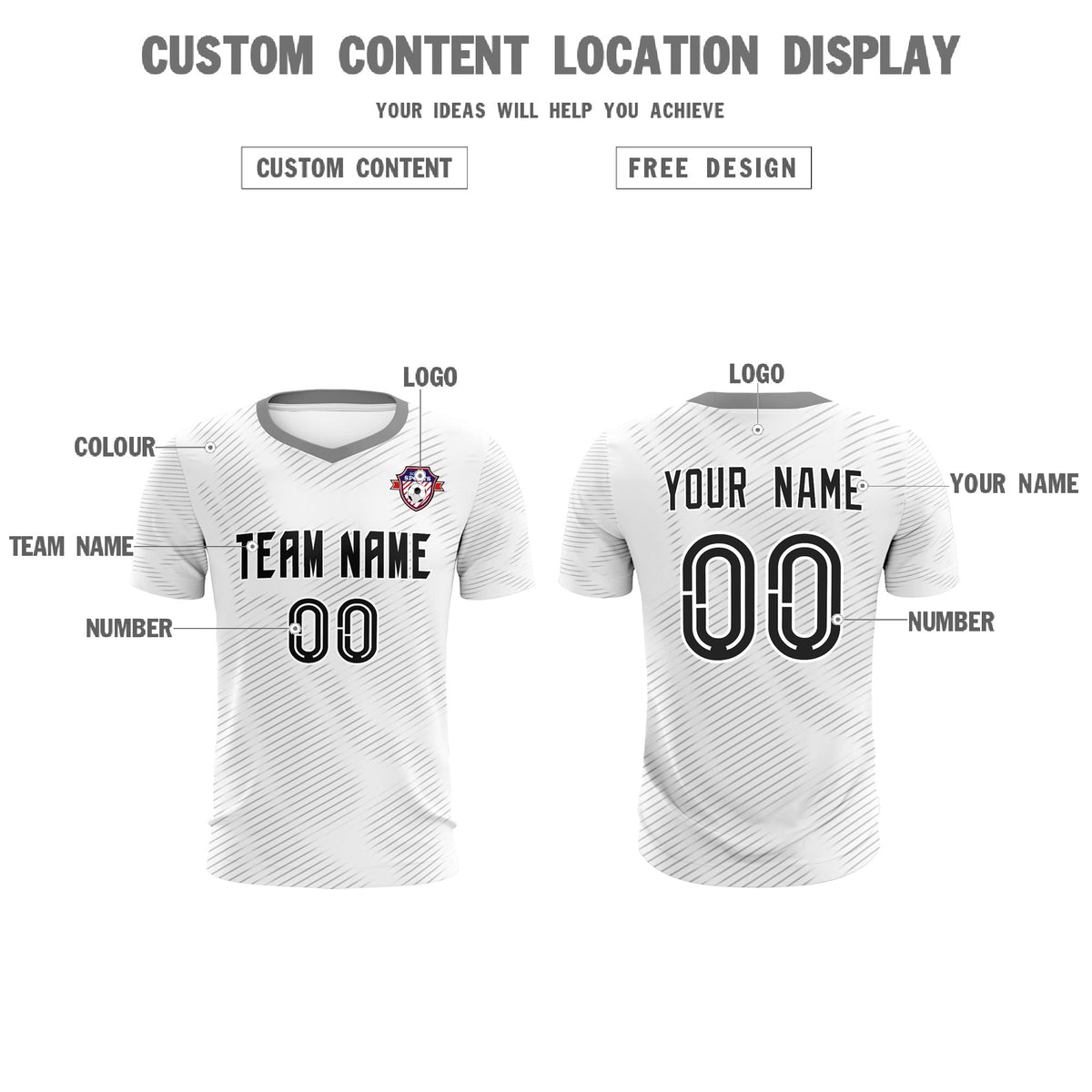 Custom White Gray Training Uniform For Men Football Sets Jersey