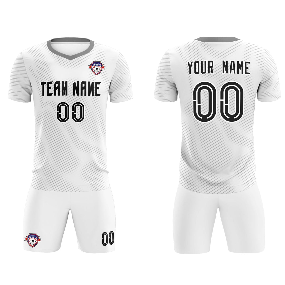 Custom White Gray Training Uniform For Men Football Sets Jersey