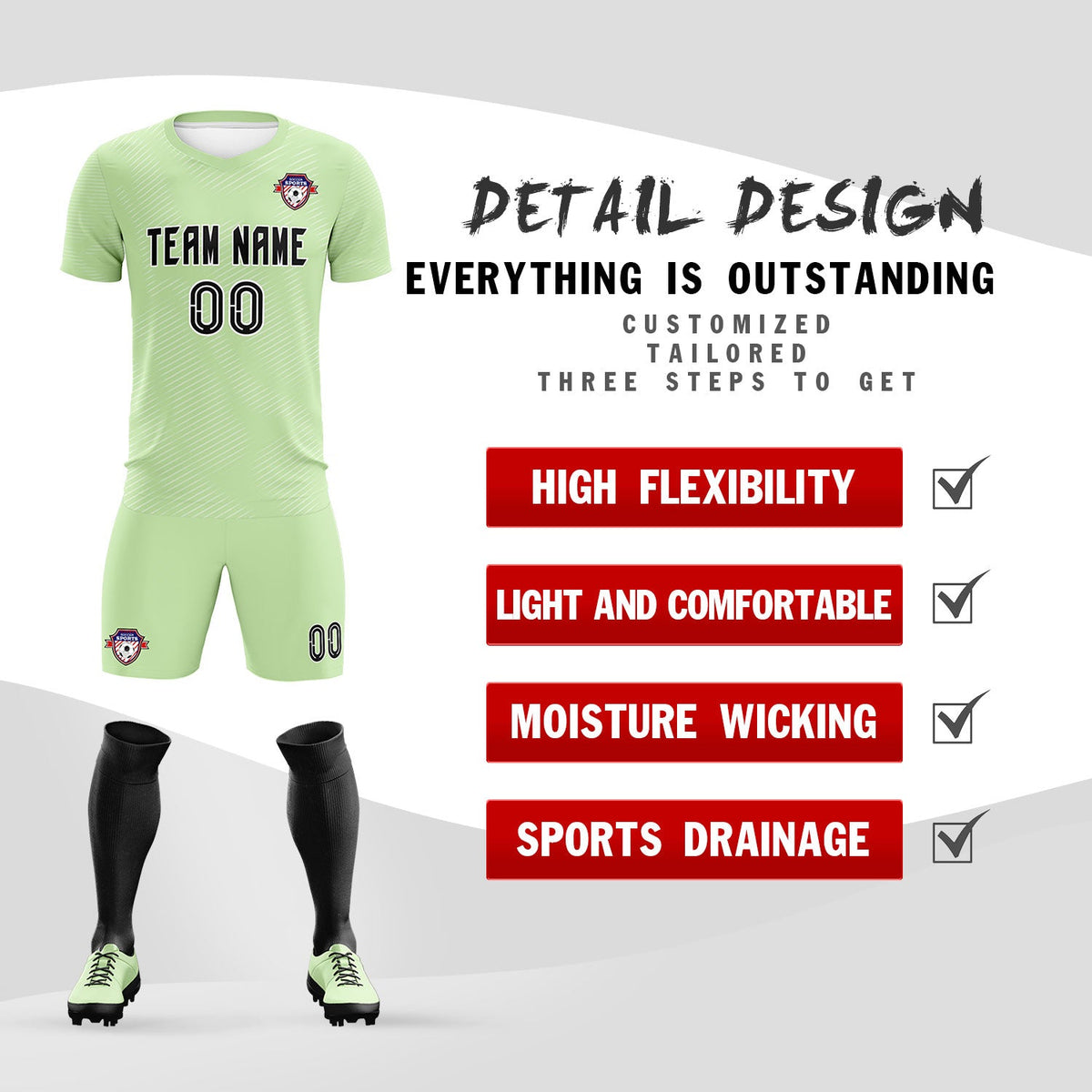 Custom Green White Training Uniform For Men Football Sets Jersey