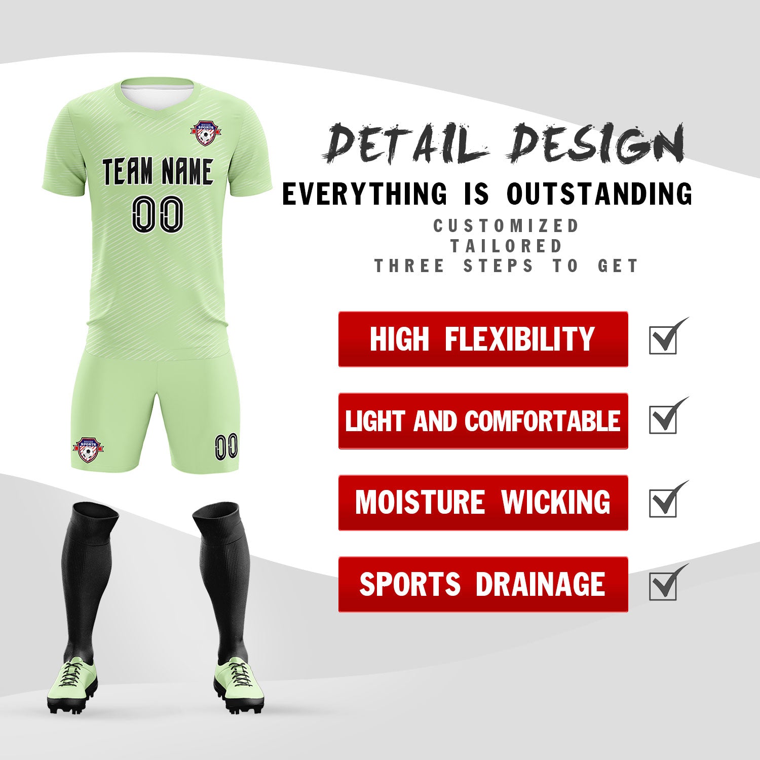 Custom Green White Training Uniform For Men Football Sets Jersey