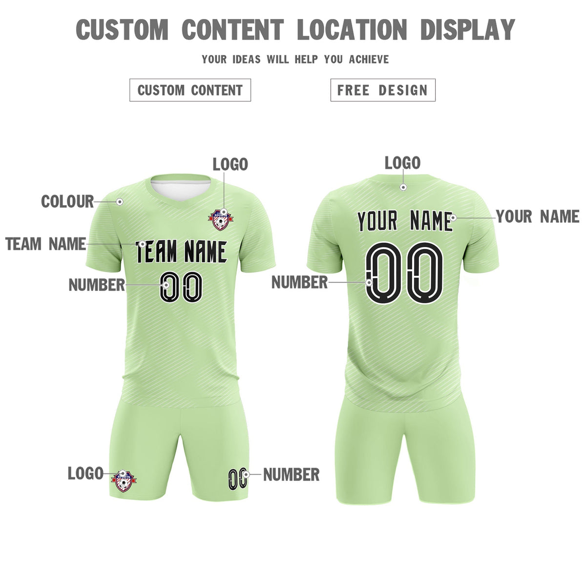 Custom Green White Training Uniform For Men Football Sets Jersey