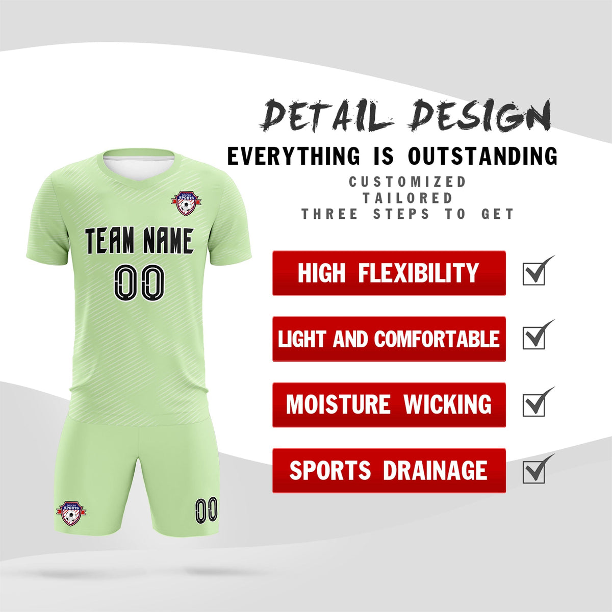 Custom Green White Training Uniform For Men Football Sets Jersey
