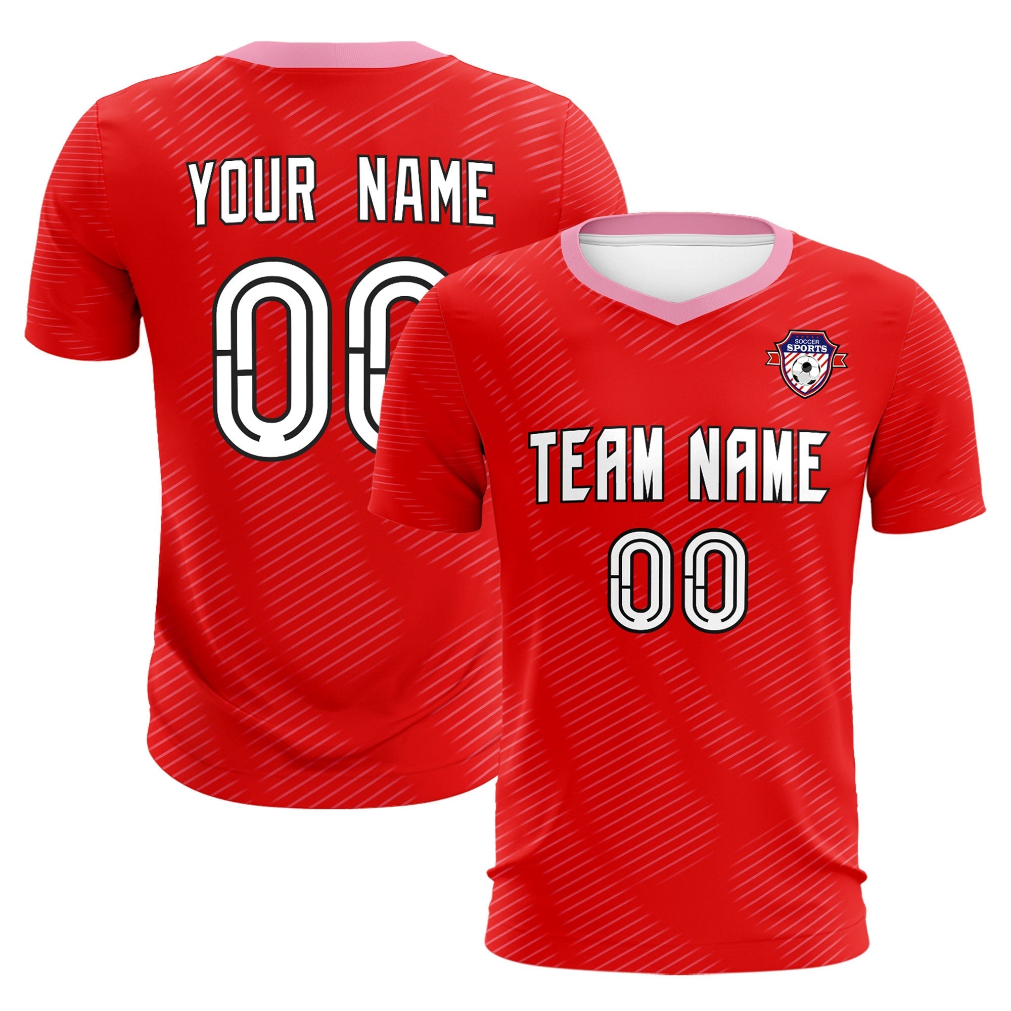 Custom Red Light Pink Training Uniform For Men Football Sets Jersey