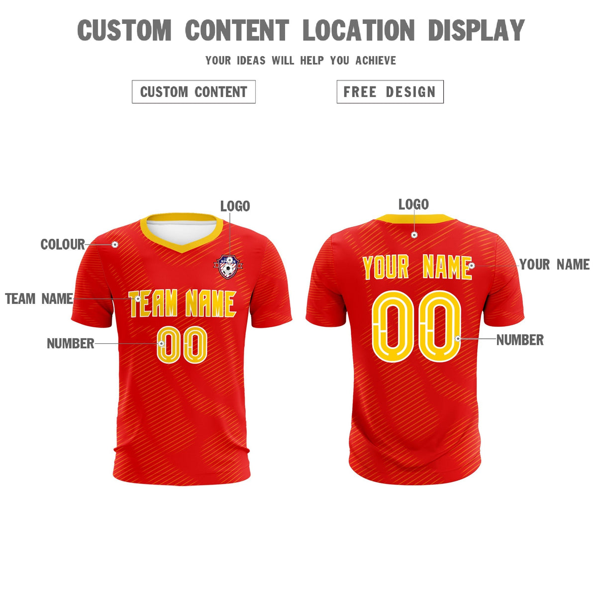 Custom Red Gold Training Uniform For Men Football Sets Jersey