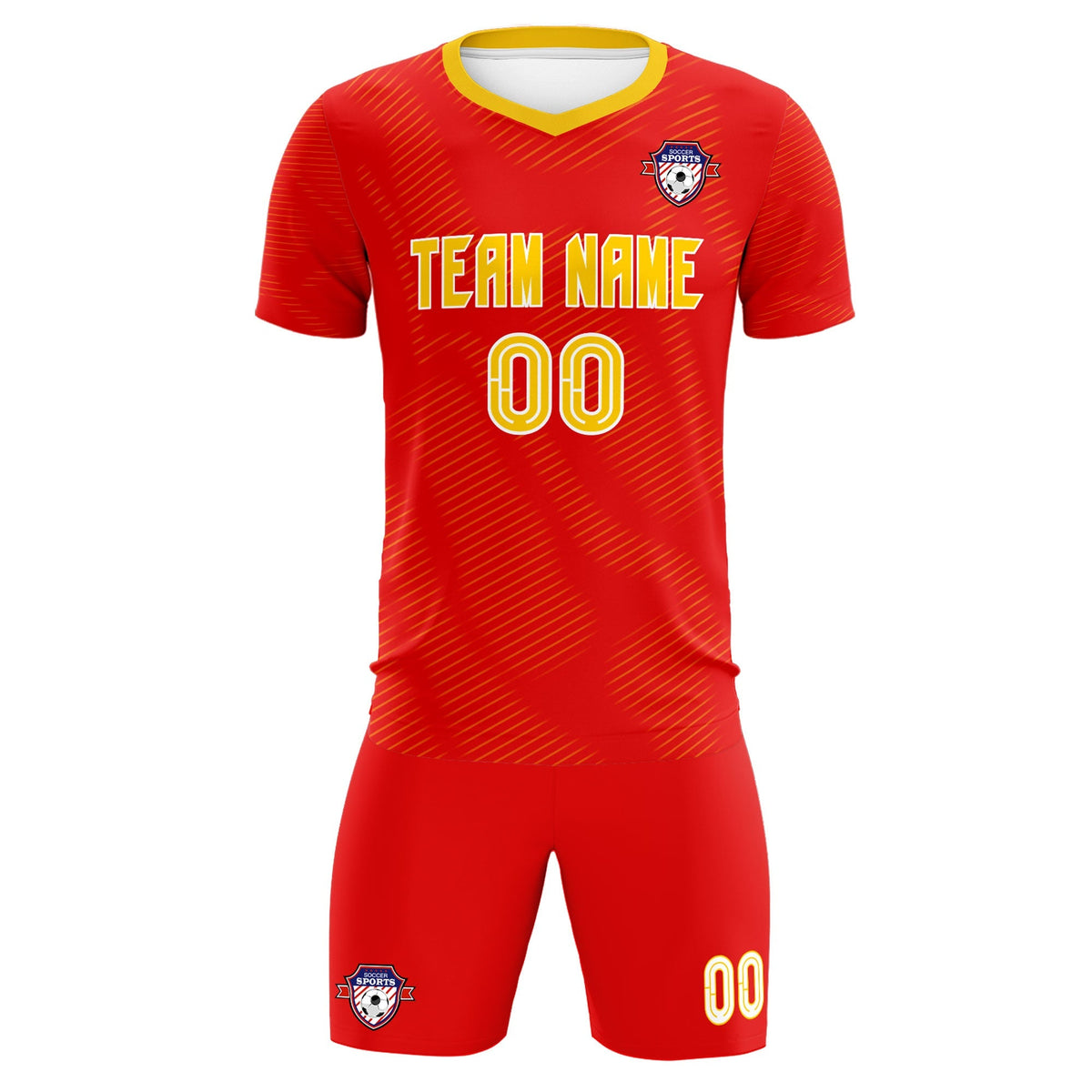 Custom Red Gold Training Uniform For Men Football Sets Jersey