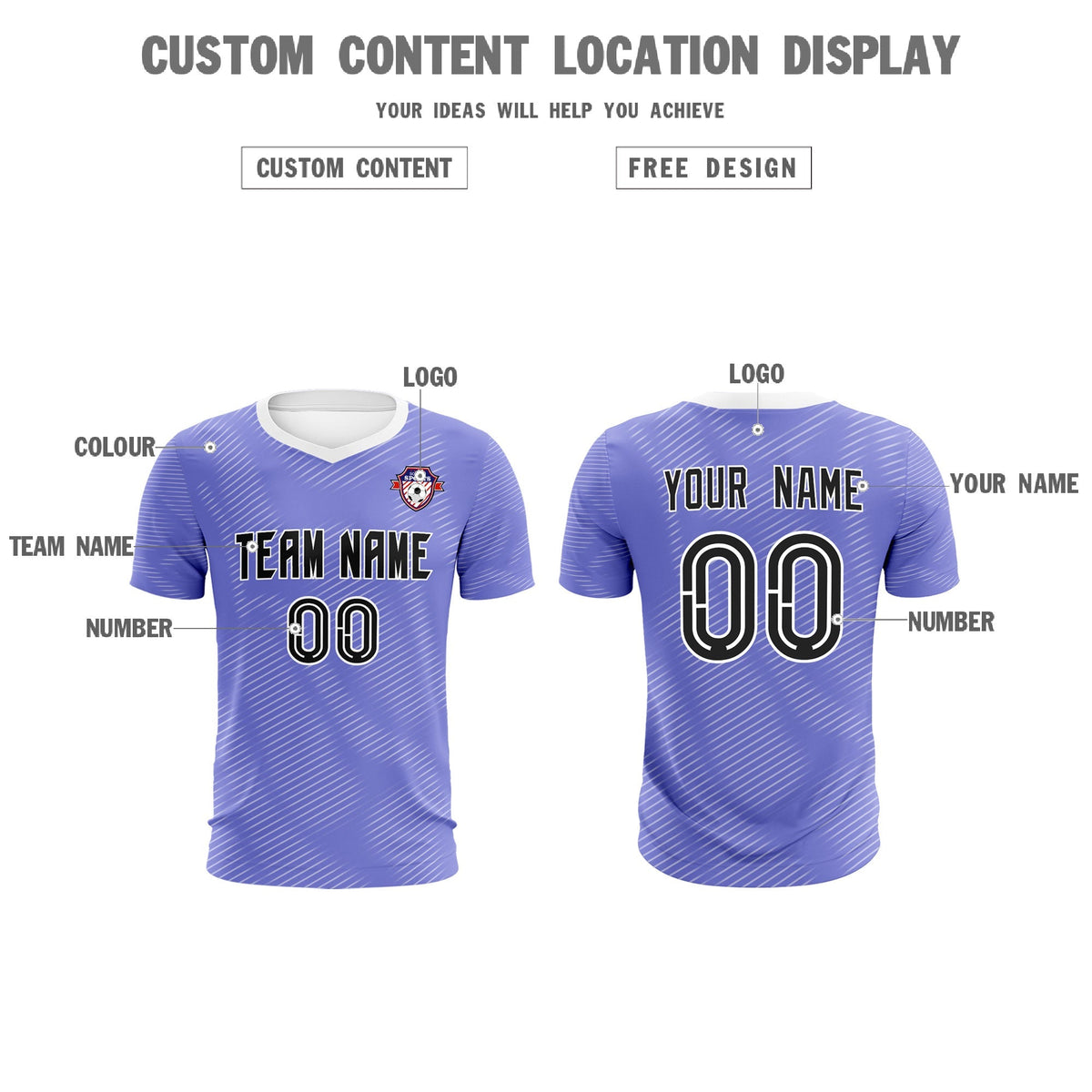 Custom Light Purple White Training Uniform For Men Football Sets Jersey