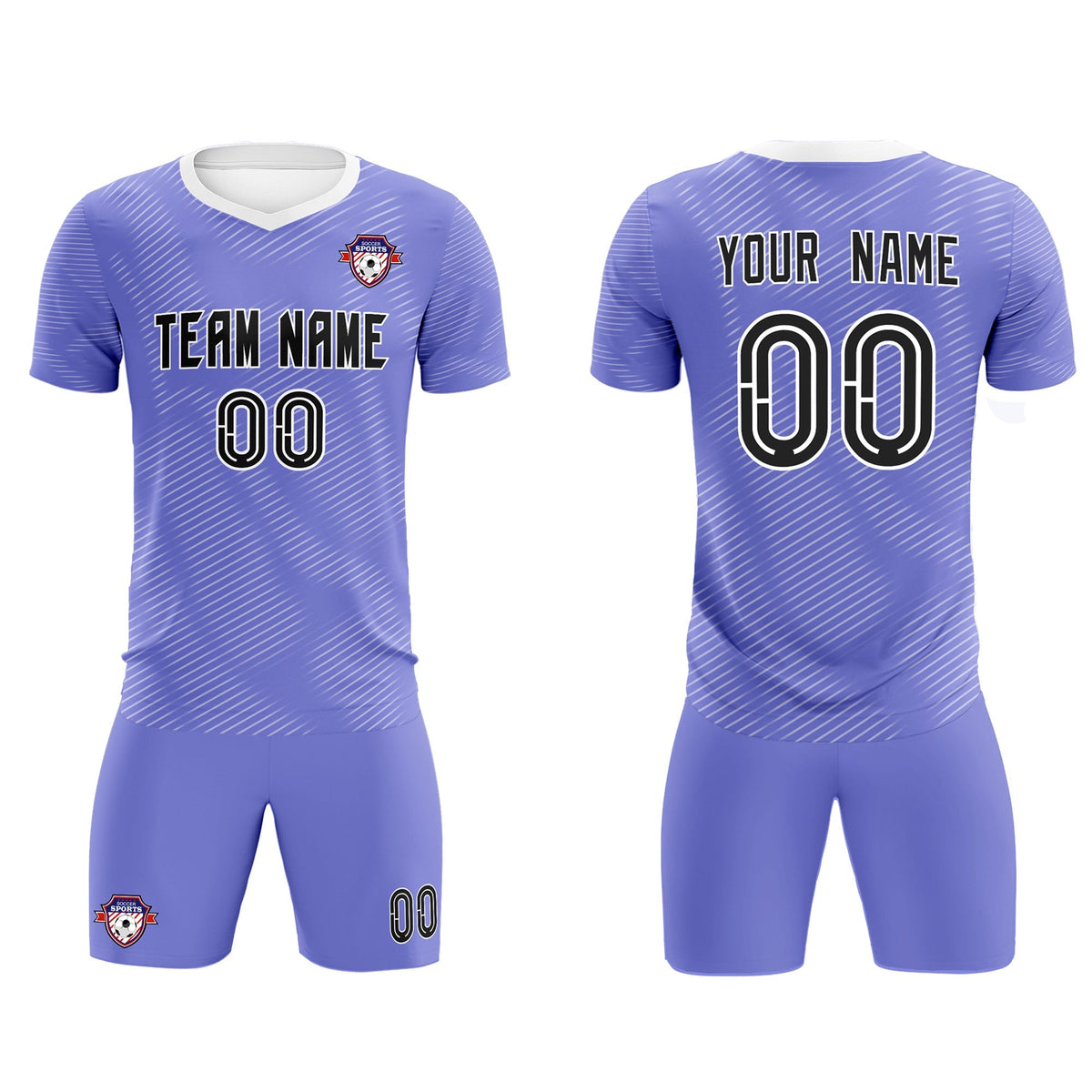 Custom Light Purple White Training Uniform For Men Football Sets Jersey