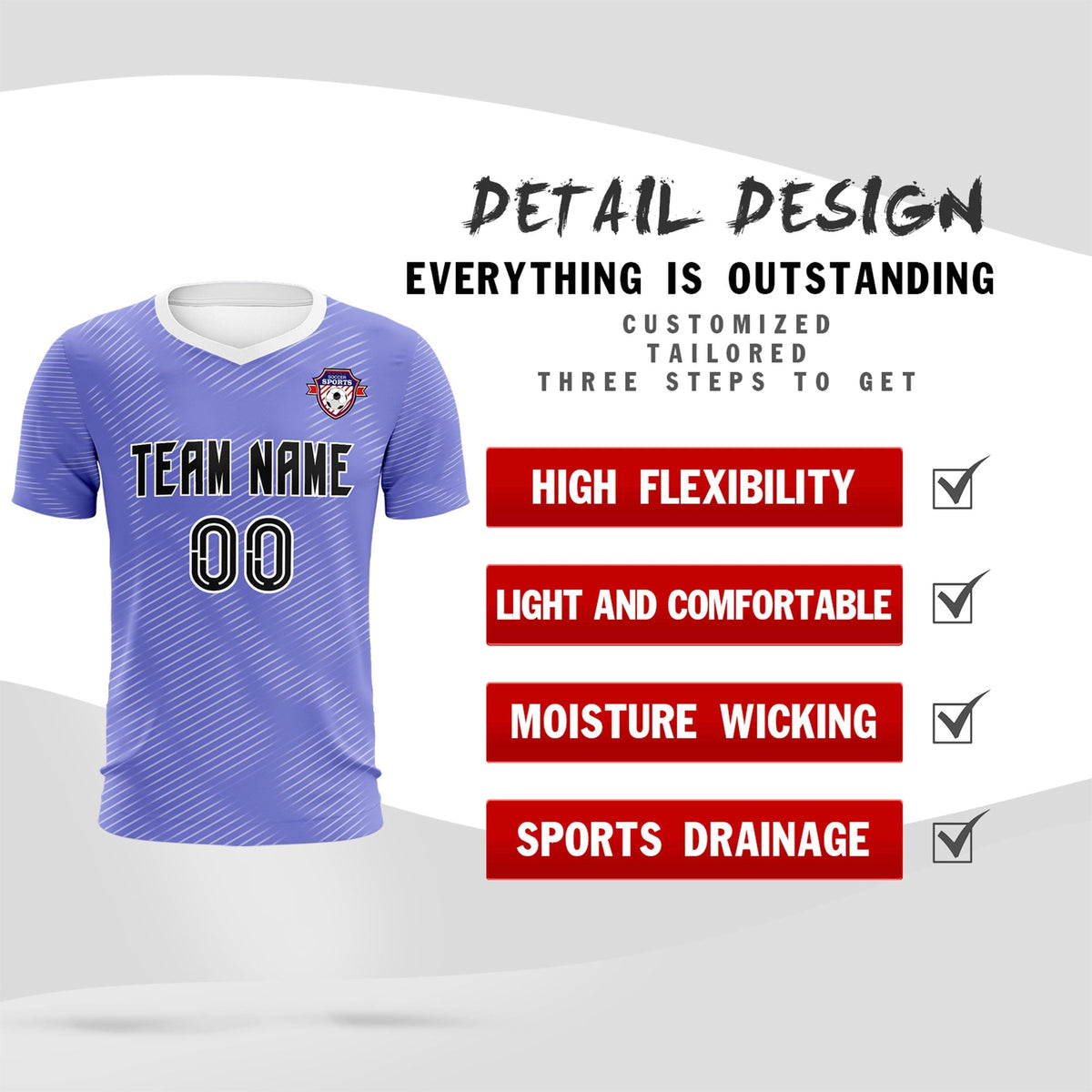 Custom Light Purple White Training Uniform For Men Football Sets Jersey