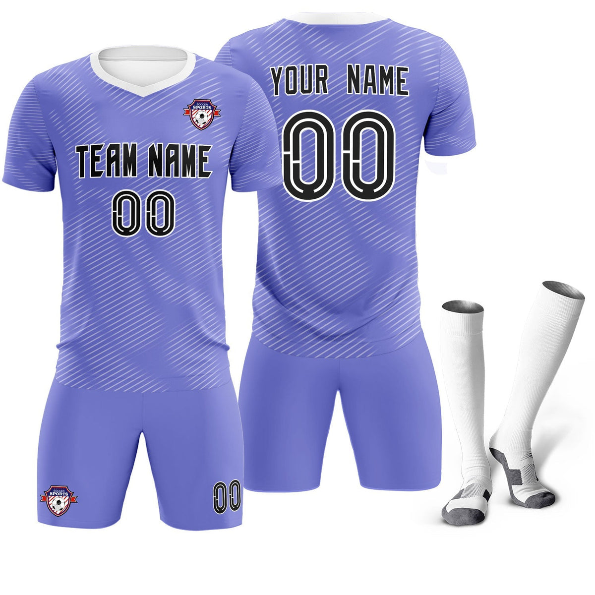 Custom Light Purple White Training Uniform For Men Football Sets Jersey