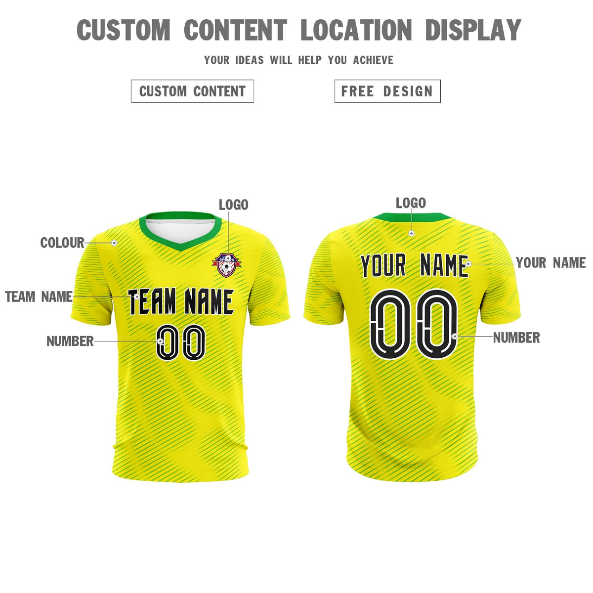 Custom Gold Kelly Green Training Uniform For Men Football Sets Jersey