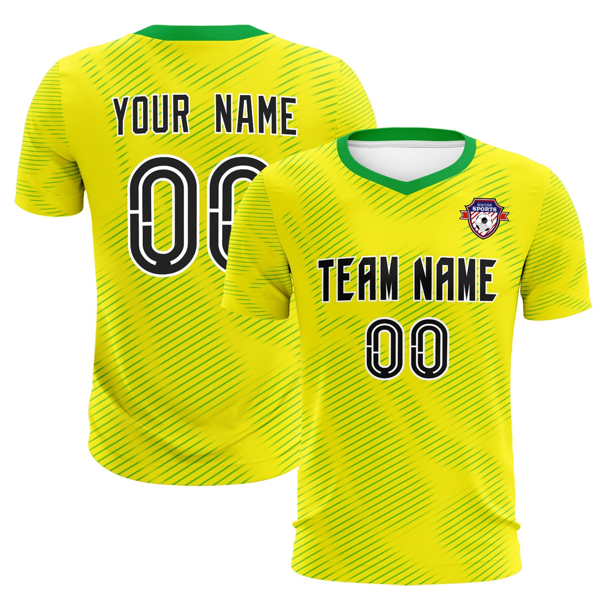 Custom Gold Kelly Green Training Uniform For Men Football Sets Jersey