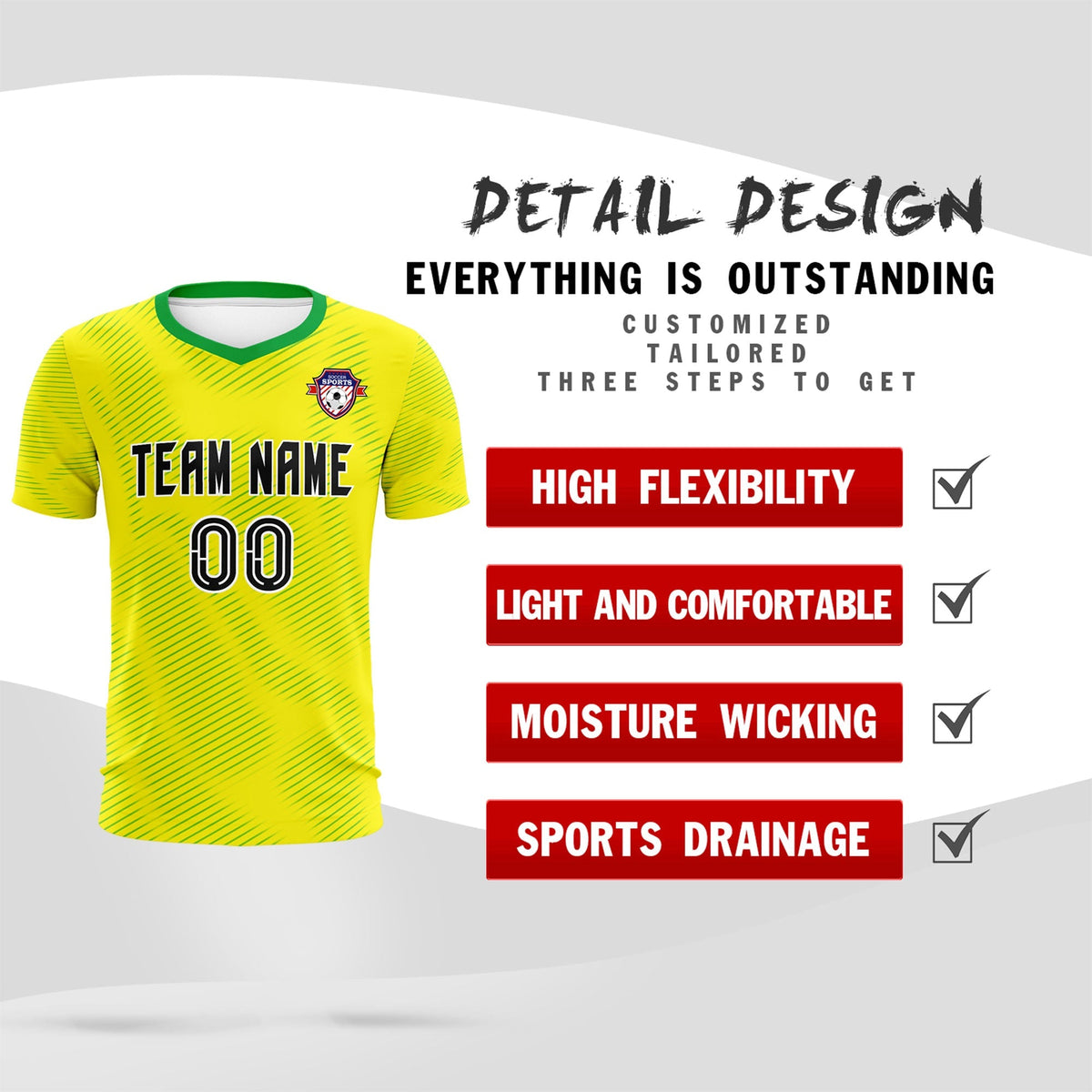 Custom Gold Kelly Green Training Uniform For Men Football Sets Jersey