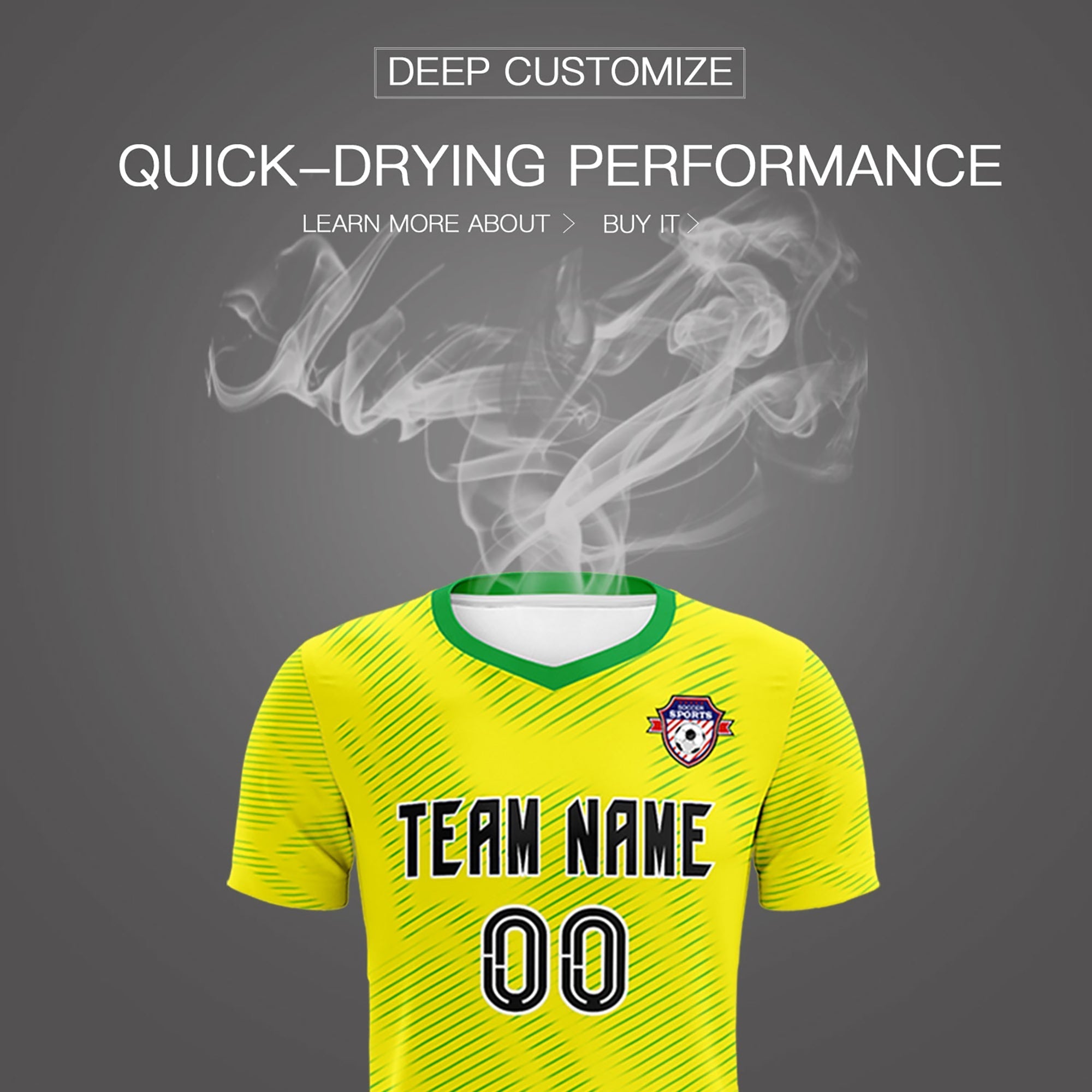 Custom Gold Kelly Green Training Uniform For Men Football Sets Jersey