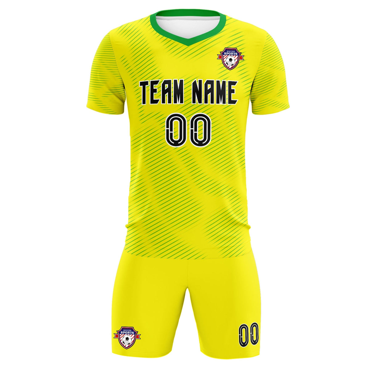 Custom Gold Kelly Green Training Uniform For Men Football Sets Jersey