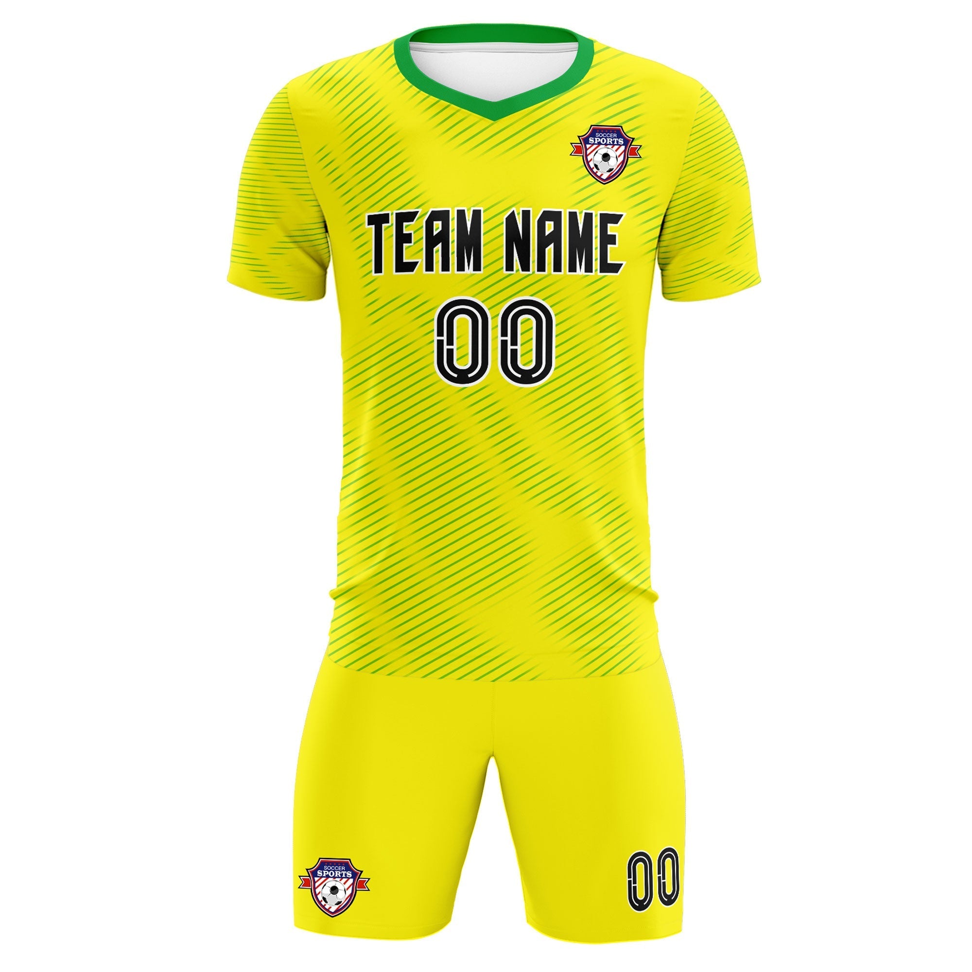 Custom Gold Kelly Green Training Uniform For Men Football Sets Jersey