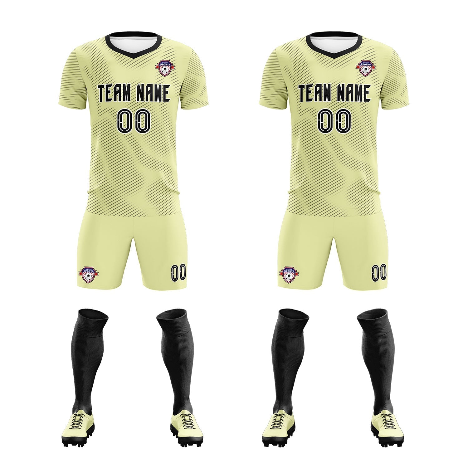 Custom Cream Black Training Uniform For Men Football Sets Jersey
