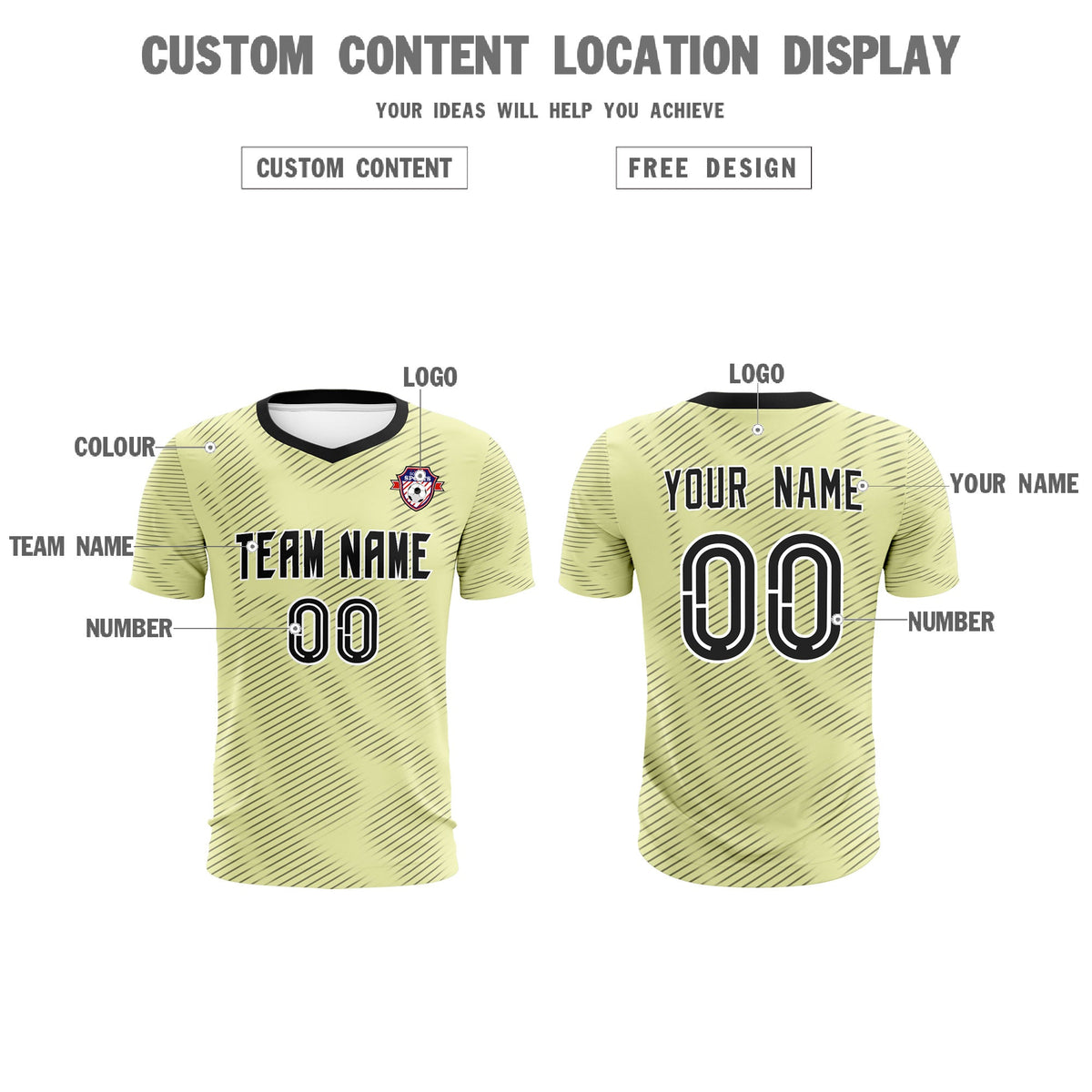 Custom Cream Black Training Uniform For Men Football Sets Jersey