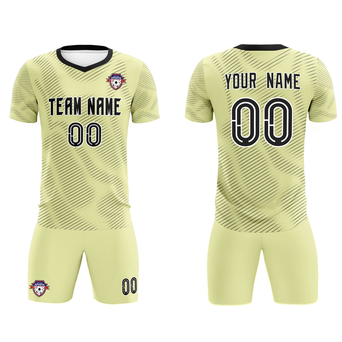Custom Cream Black Training Uniform For Men Football Sets Jersey