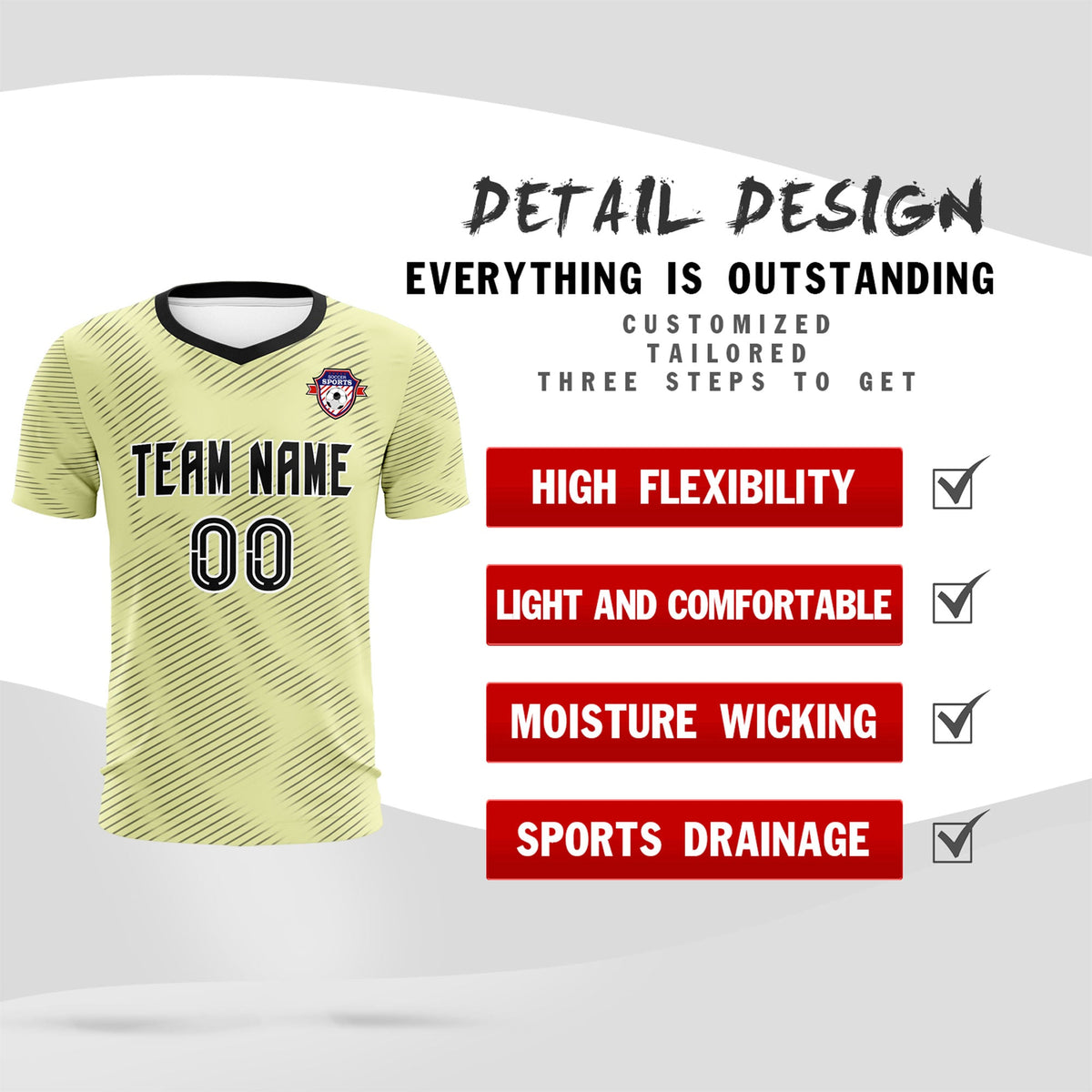 Custom Cream Black Training Uniform For Men Football Sets Jersey