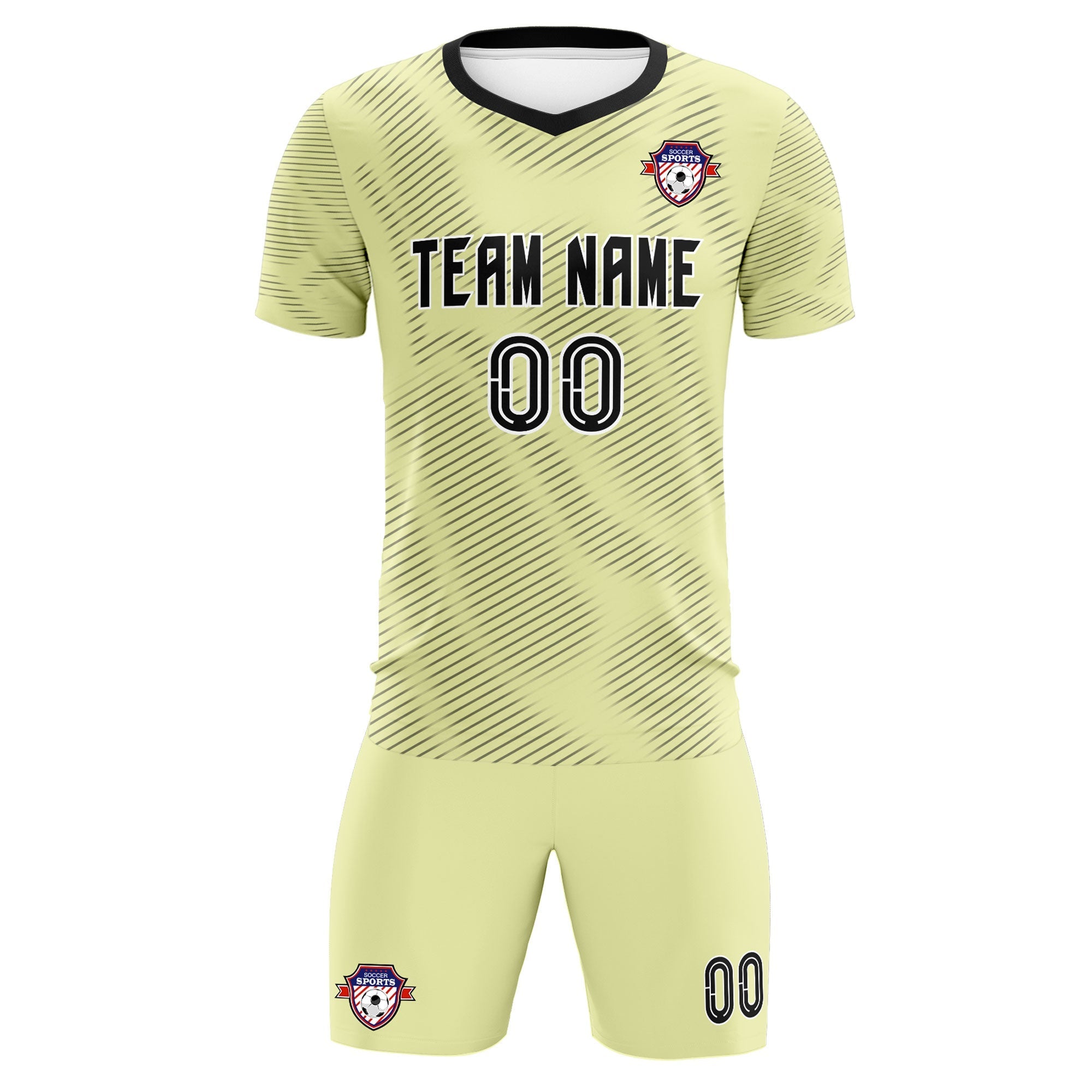 Custom Cream Black Training Uniform For Men Football Sets Jersey
