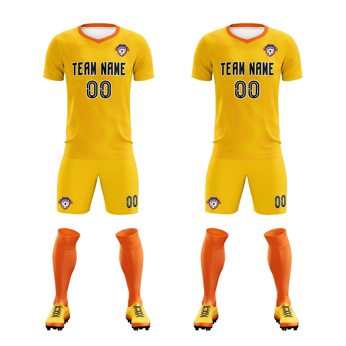 Custom Yellow Orange Training Uniform For Men Football Sets Jersey