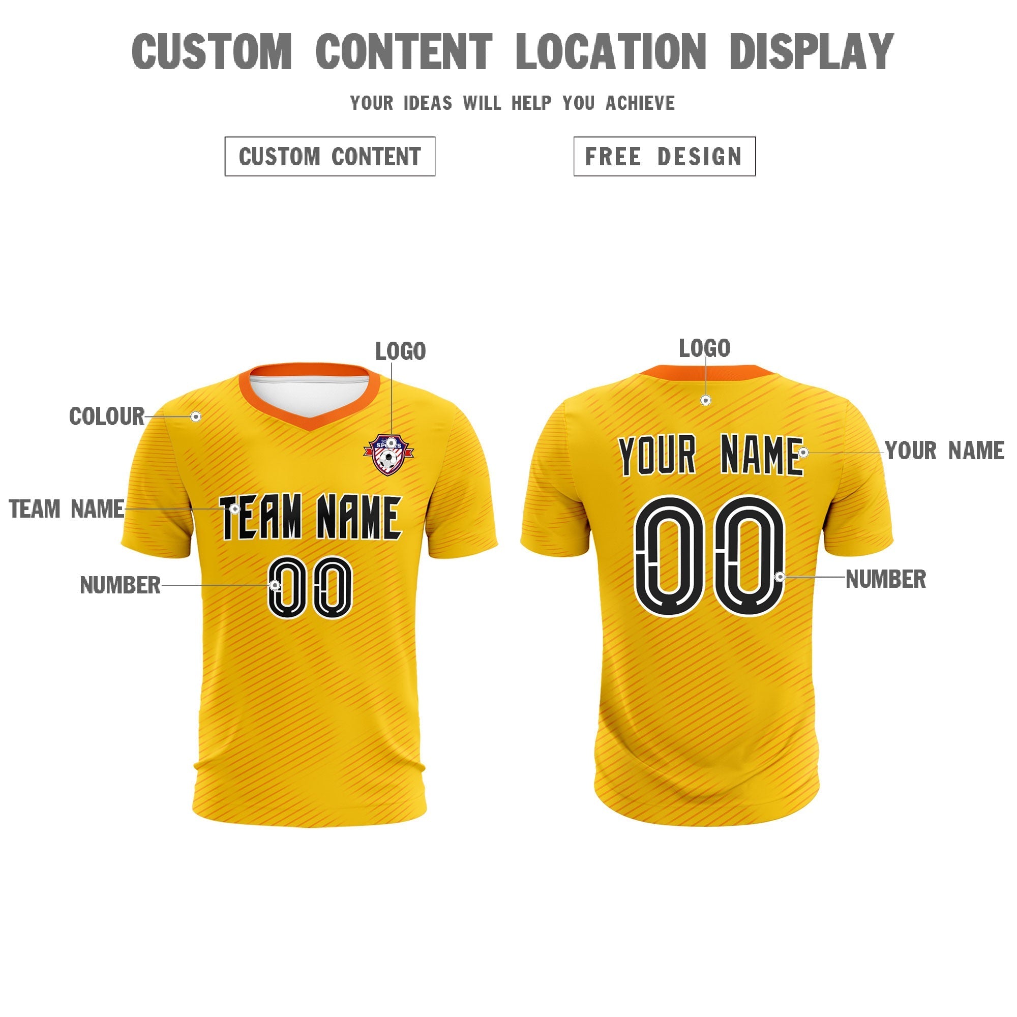 Custom Yellow Orange Training Uniform For Men Football Sets Jersey