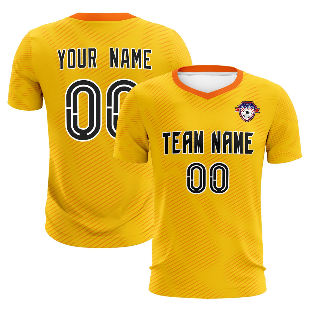 Custom Yellow Orange Training Uniform For Men Football Sets Jersey