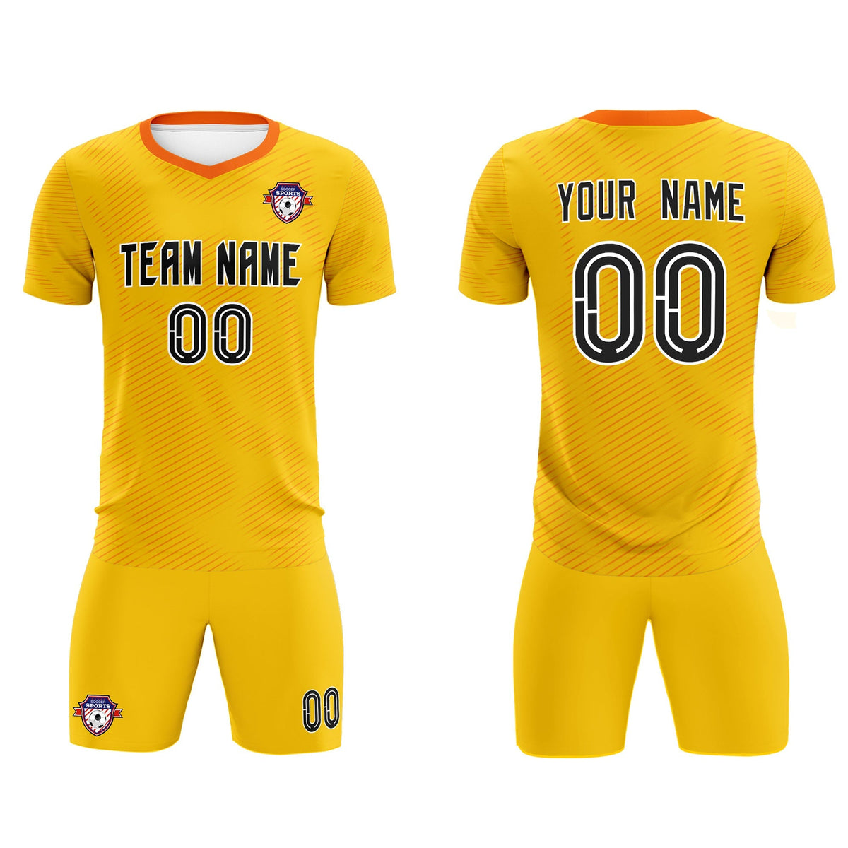 Custom Yellow Orange Training Uniform For Men Football Sets Jersey