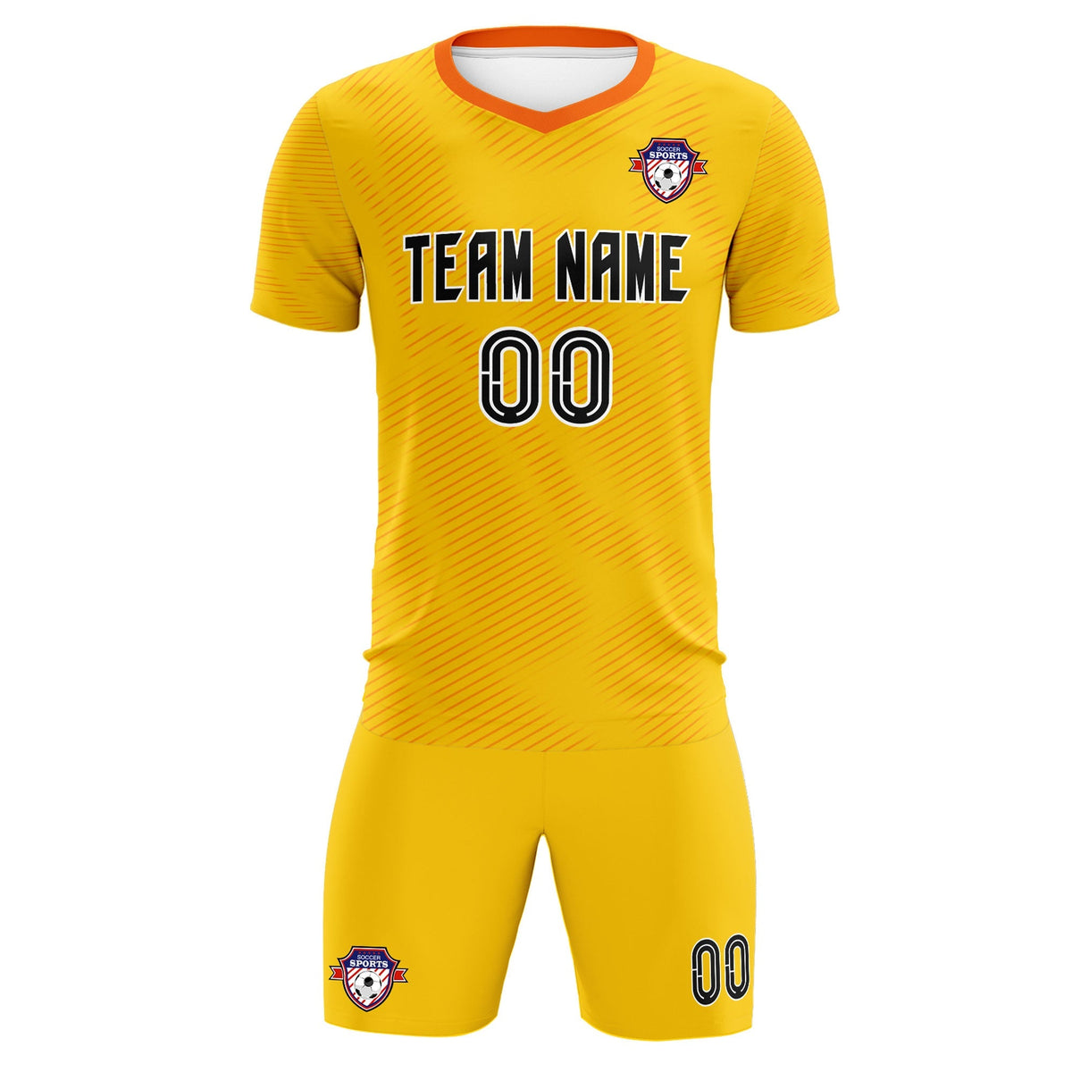 Custom Yellow Orange Training Uniform For Men Football Sets Jersey