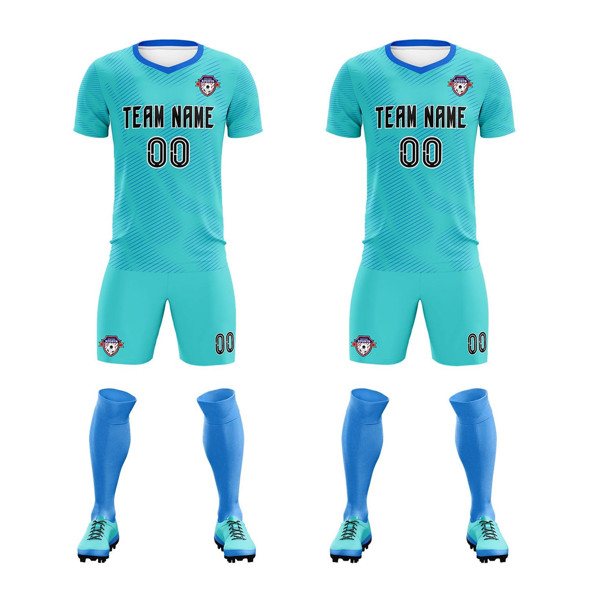 Custom Sky Blue Powder Blue Training Uniform For Men Football Sets Jersey