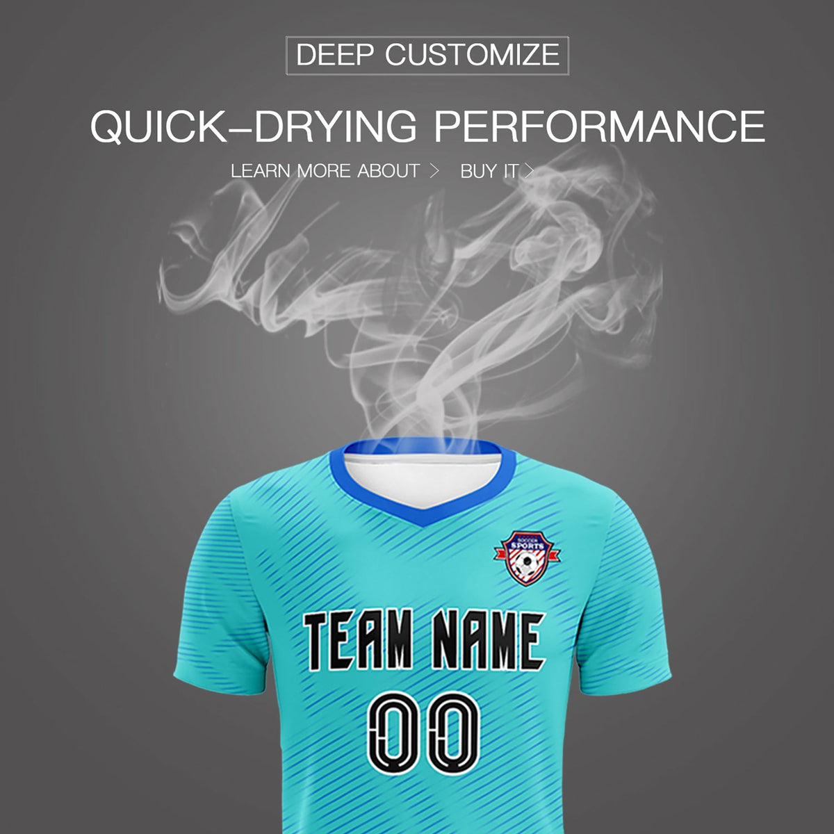 Custom Sky Blue Powder Blue Training Uniform For Men Football Sets Jersey