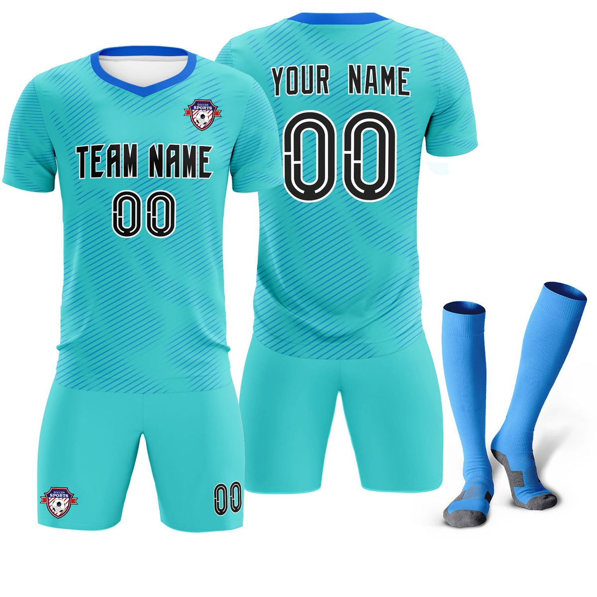 Custom Sky Blue Powder Blue Training Uniform For Men Football Sets Jersey