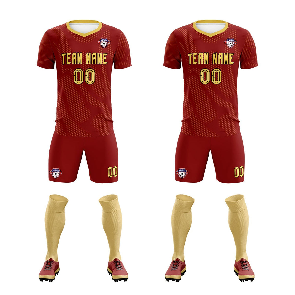 Custom Crimson Khaki Training Uniform For Men Football Sets Jersey