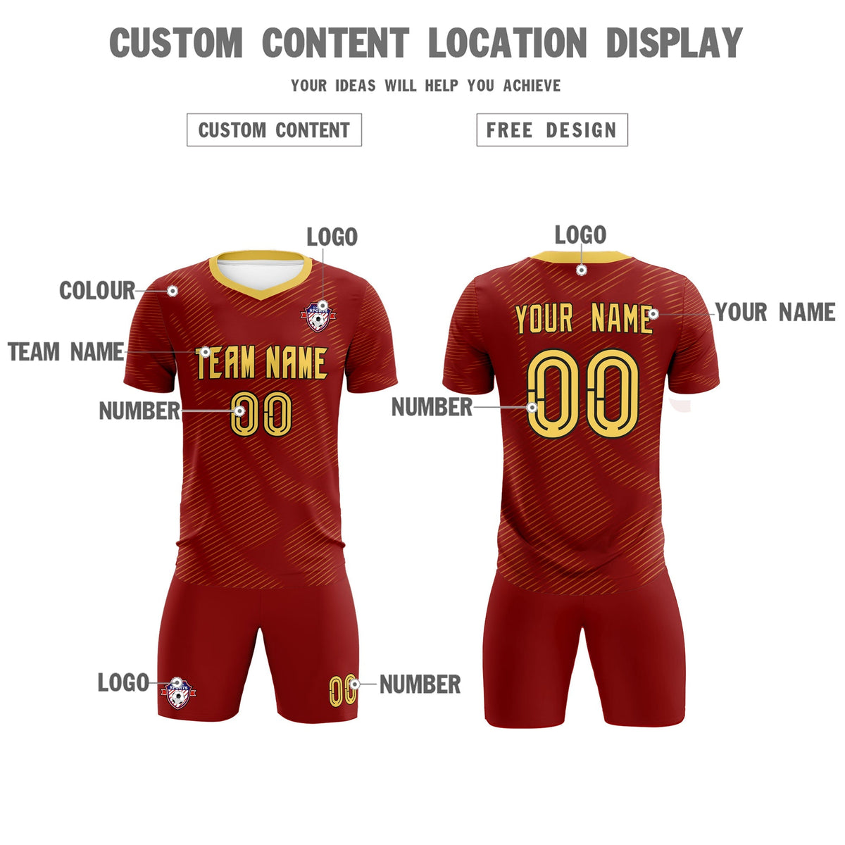 Custom Crimson Khaki Training Uniform For Men Football Sets Jersey
