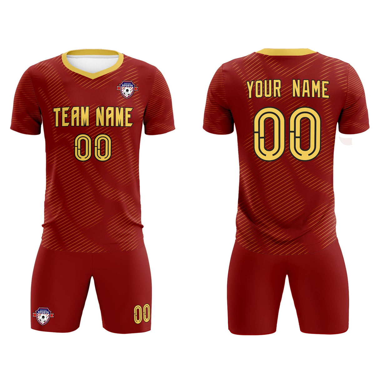 Custom Crimson Khaki Training Uniform For Men Football Sets Jersey