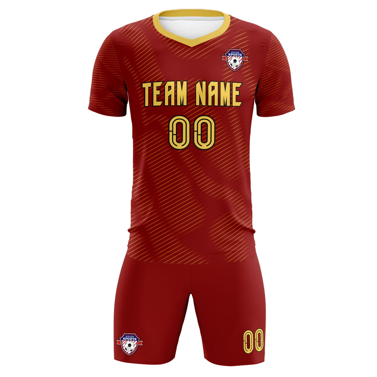 Custom Crimson Khaki Training Uniform For Men Football Sets Jersey