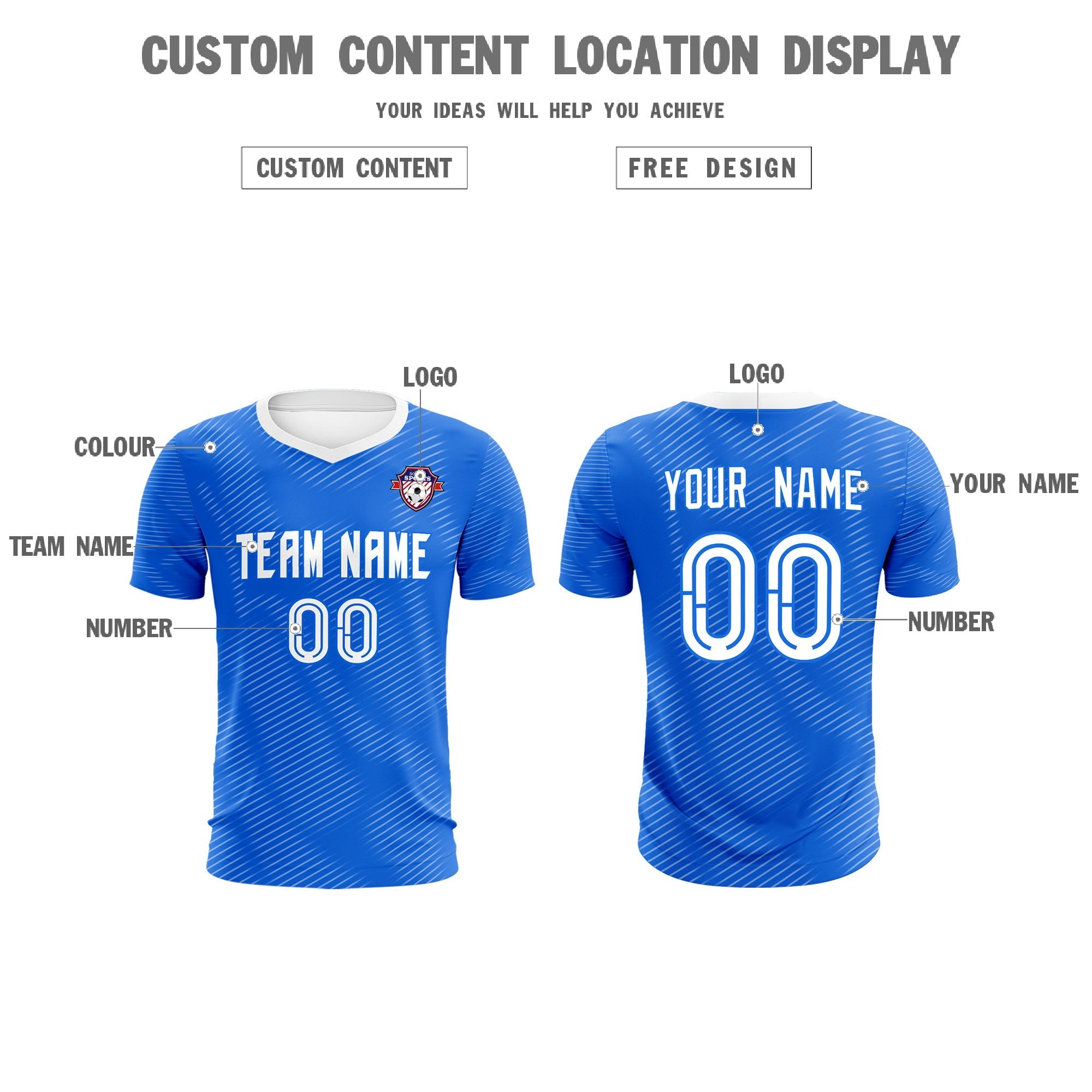 Custom Royal White Training Uniform For Men Football Sets Jersey