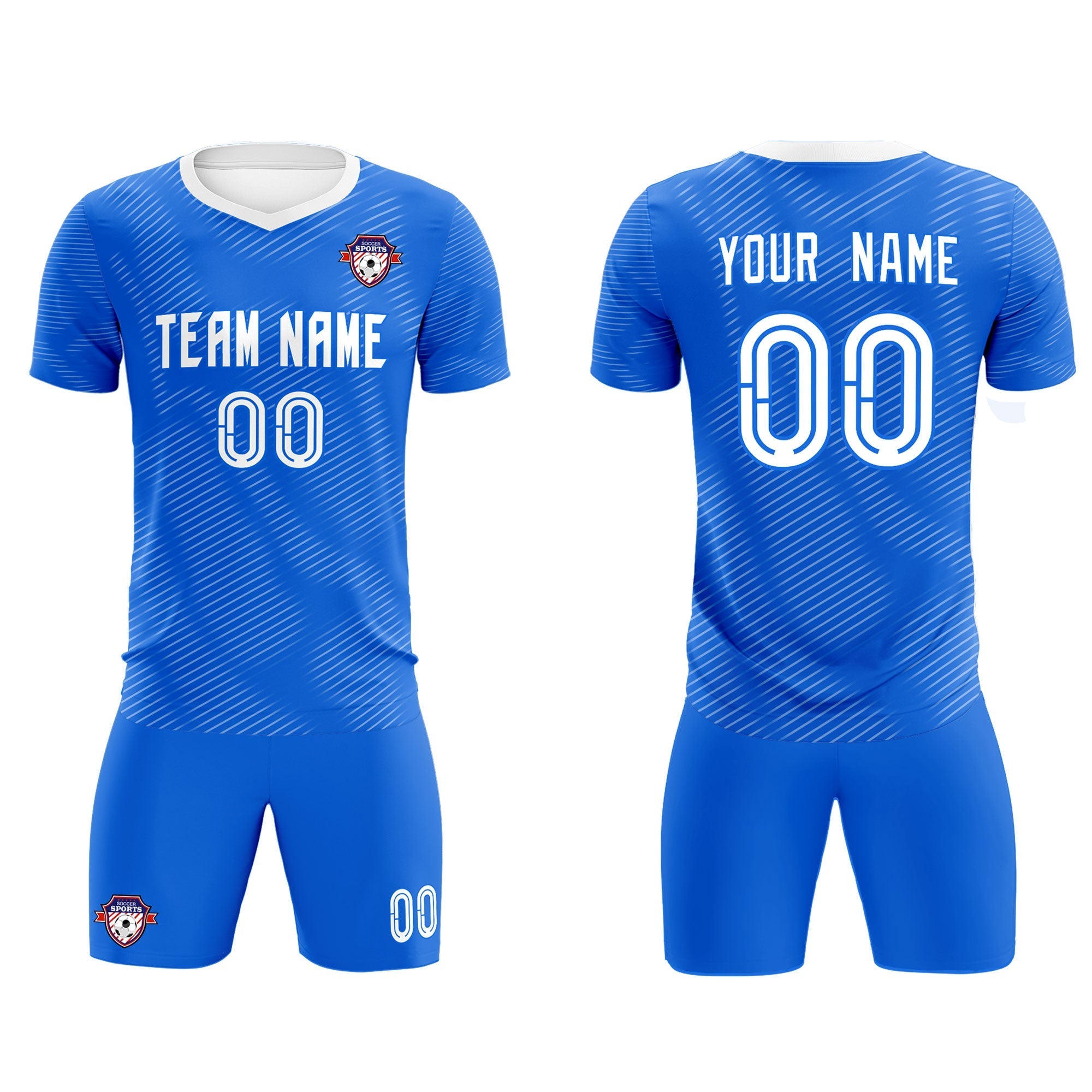 Custom Royal White Training Uniform For Men Football Sets Jersey