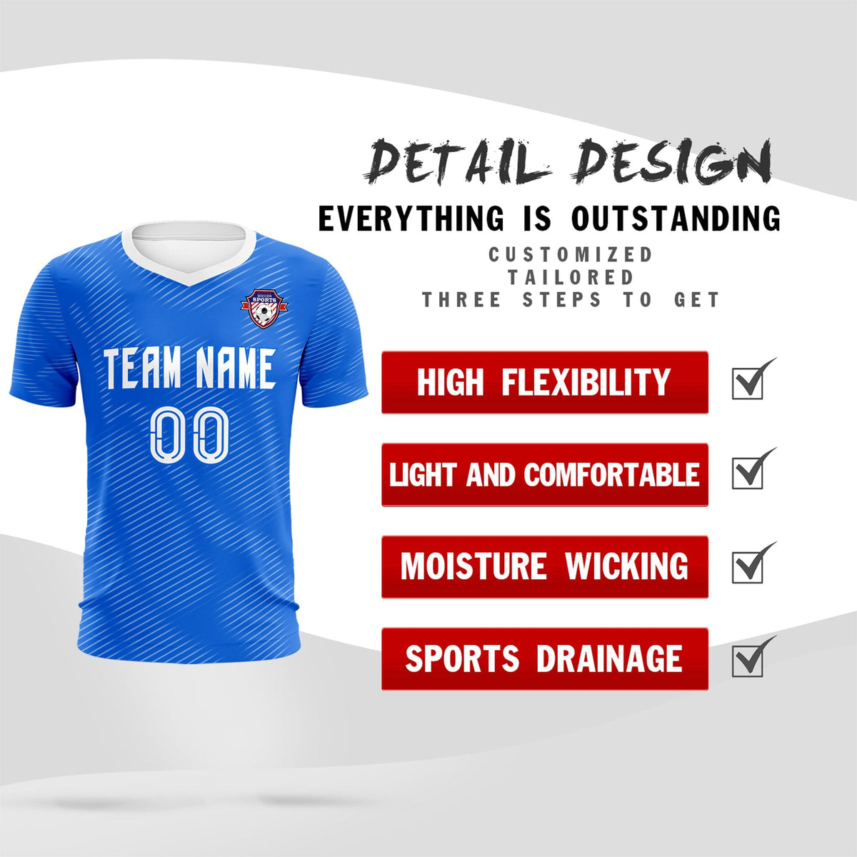 Custom Royal White Training Uniform For Men Football Sets Jersey